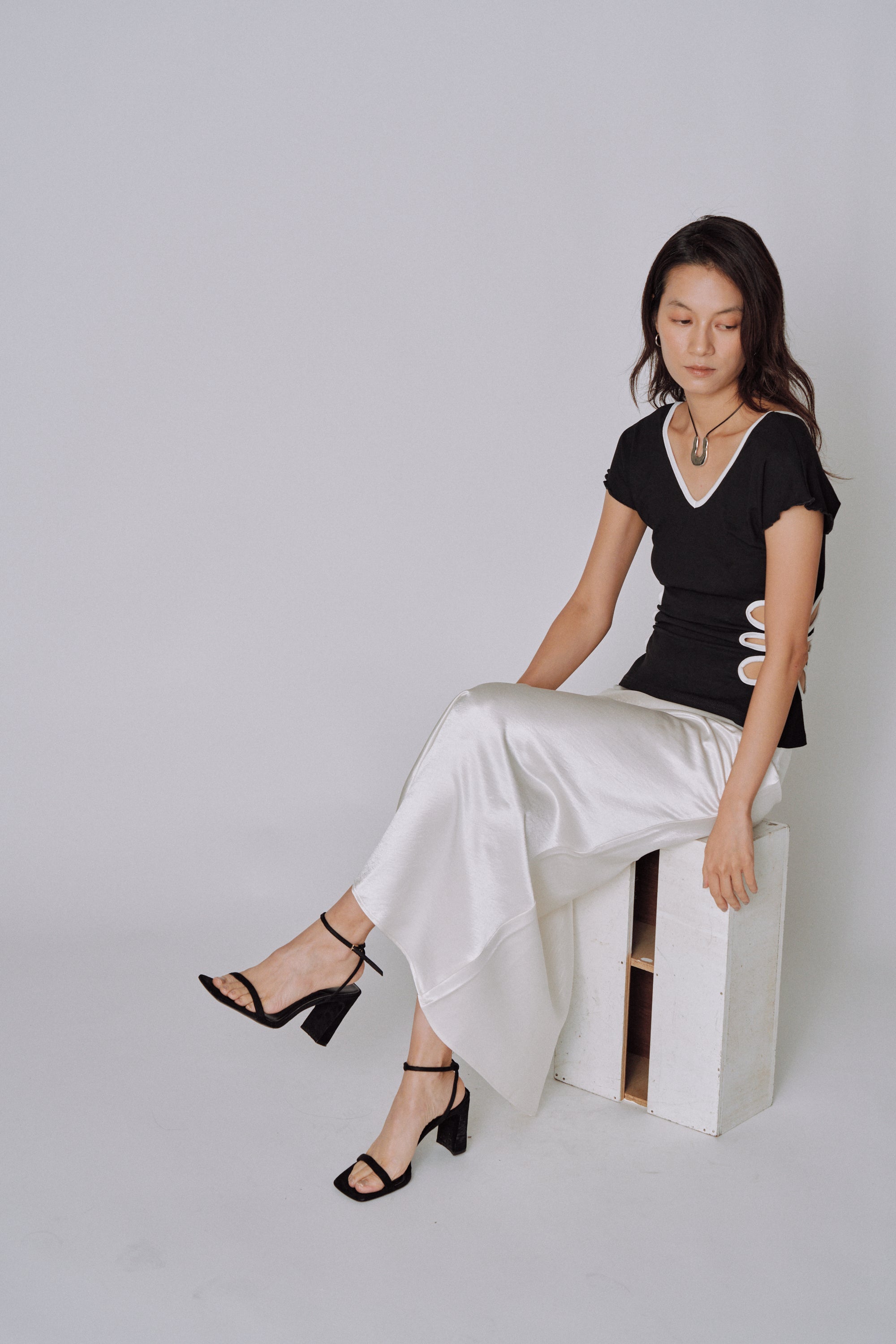 Glossy Flow Satin Skirt