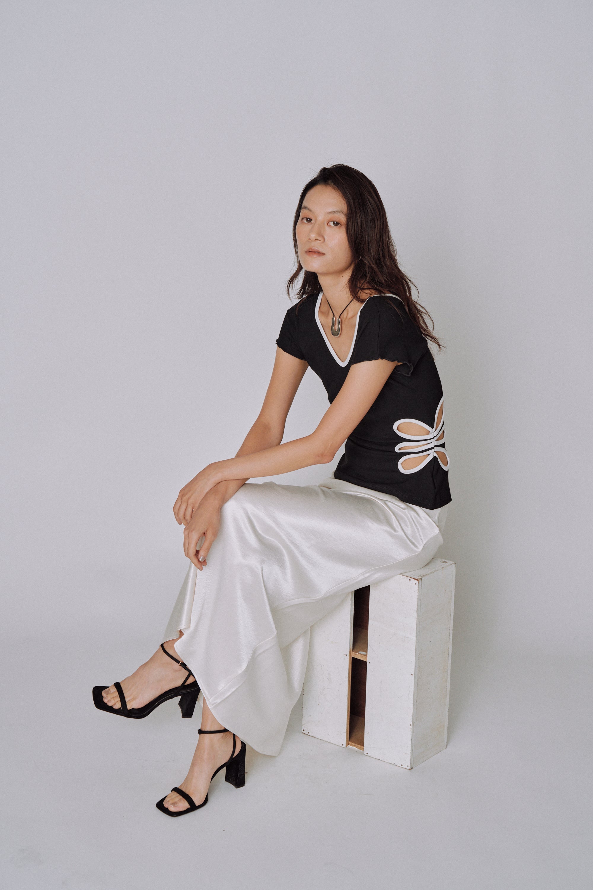 Glossy Flow Satin Skirt