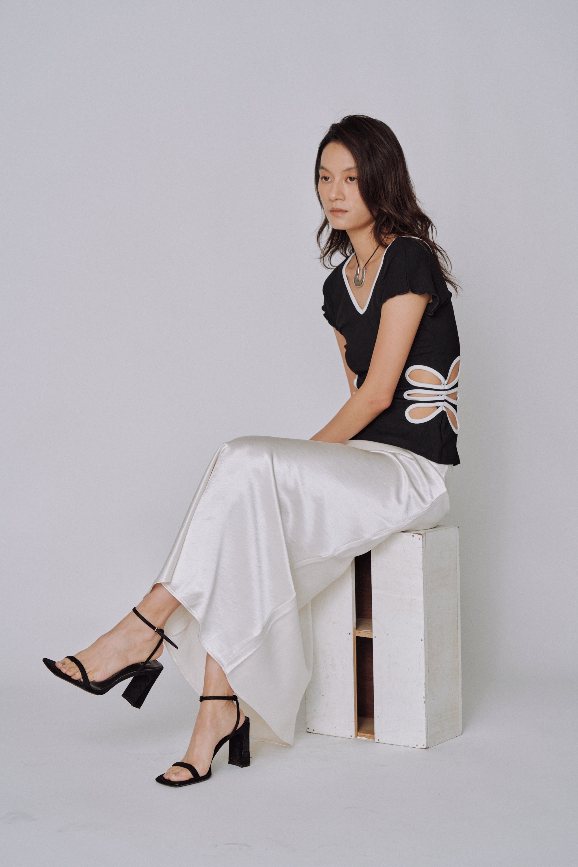 Glossy Flow Satin Skirt