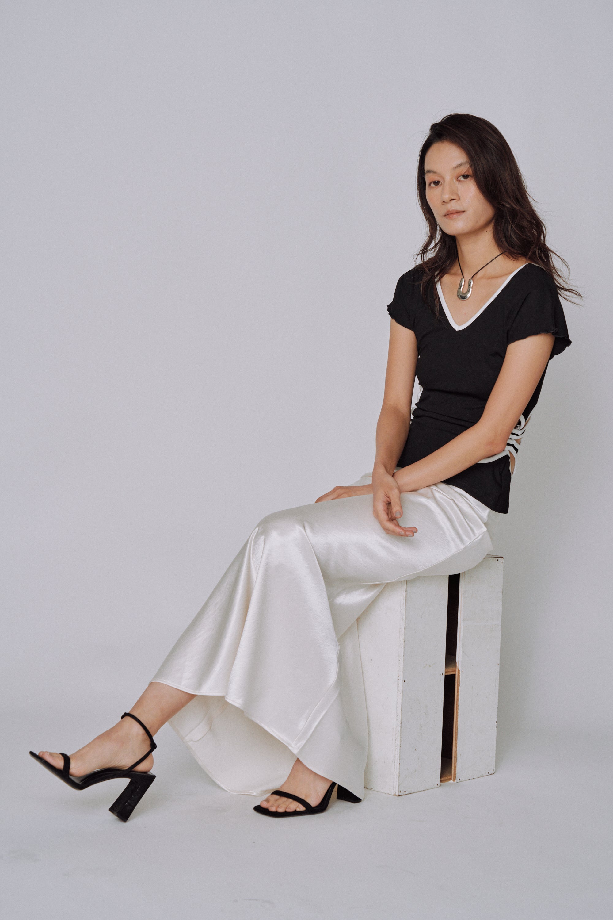 Glossy Flow Satin Skirt