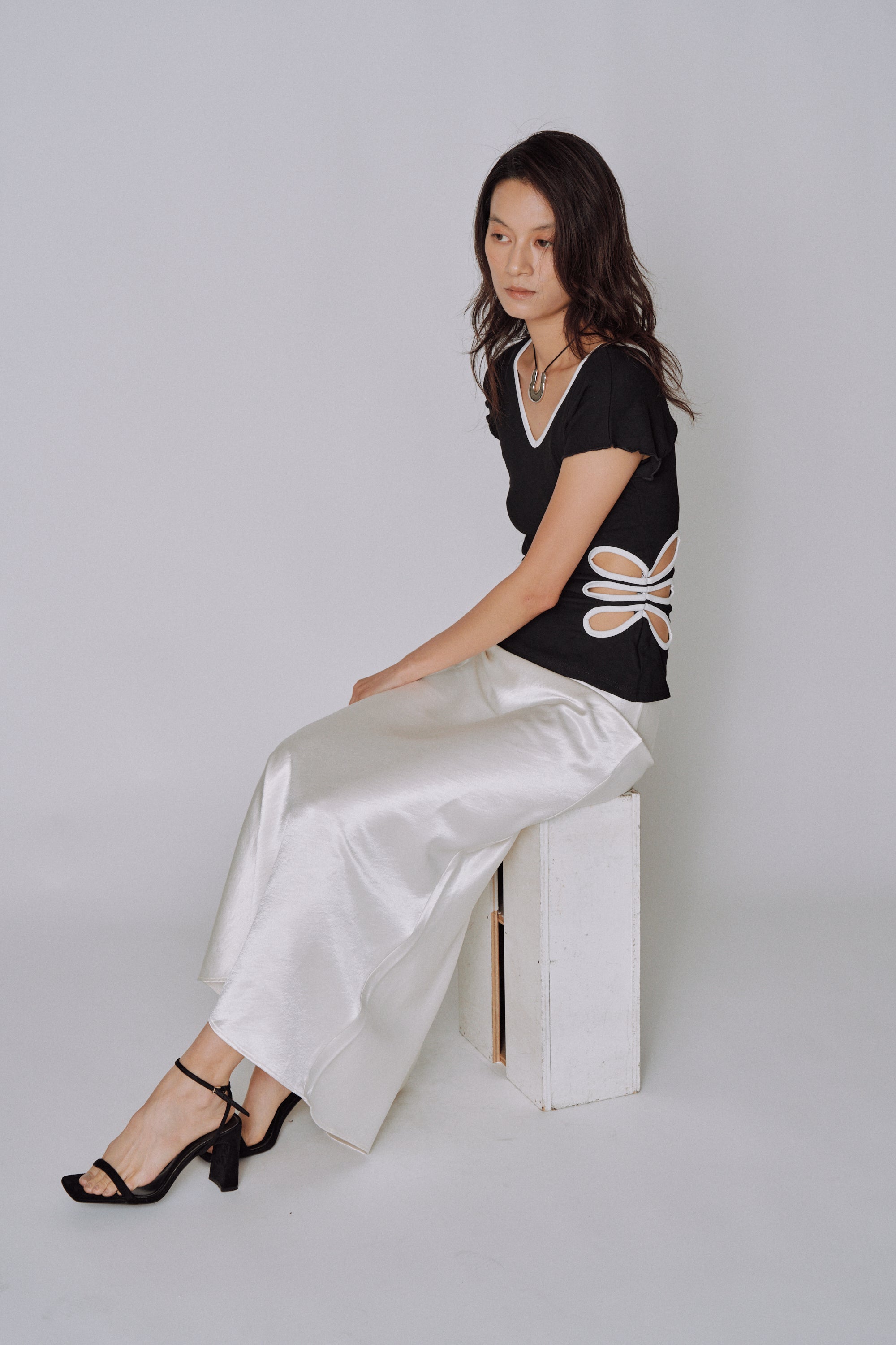 Glossy Flow Satin Skirt