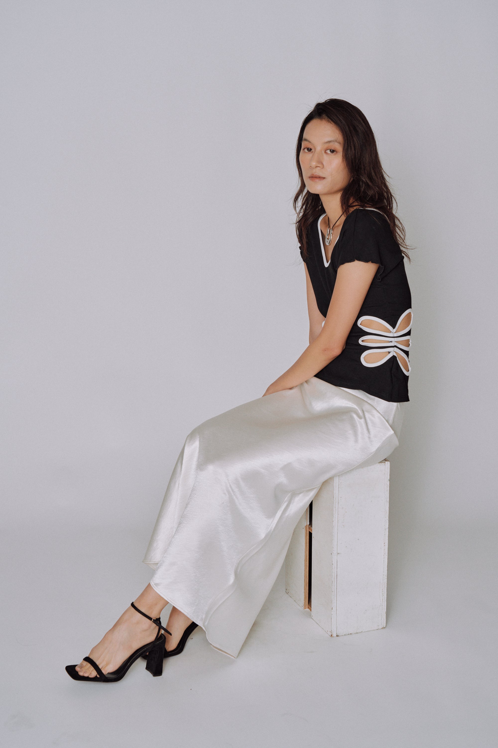 Glossy Flow Satin Skirt
