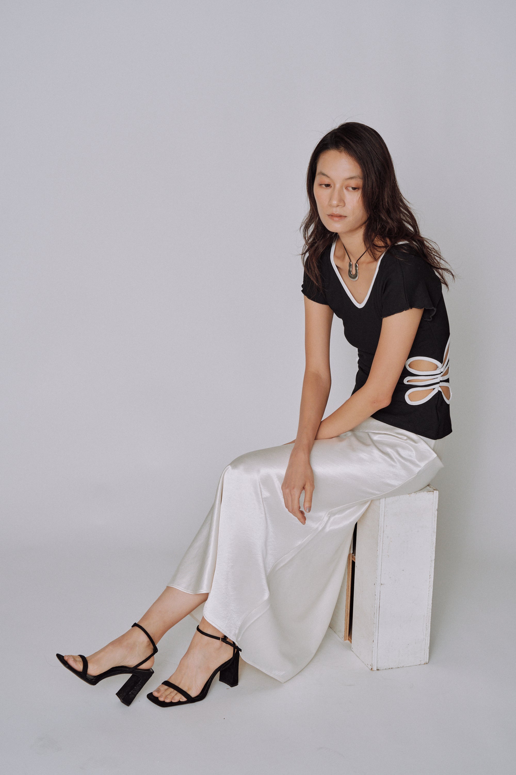 Glossy Flow Satin Skirt