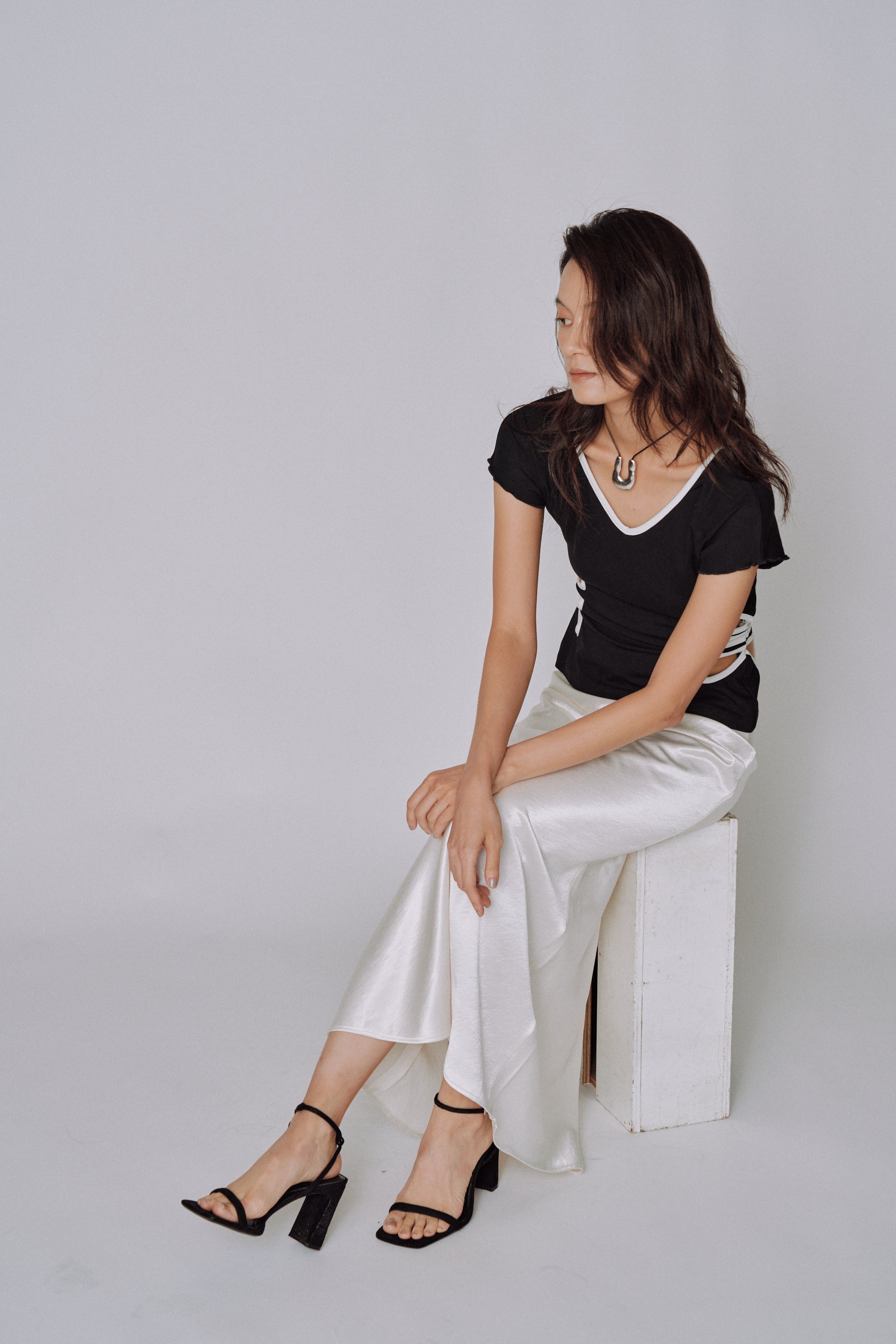 Glossy Flow Satin Skirt