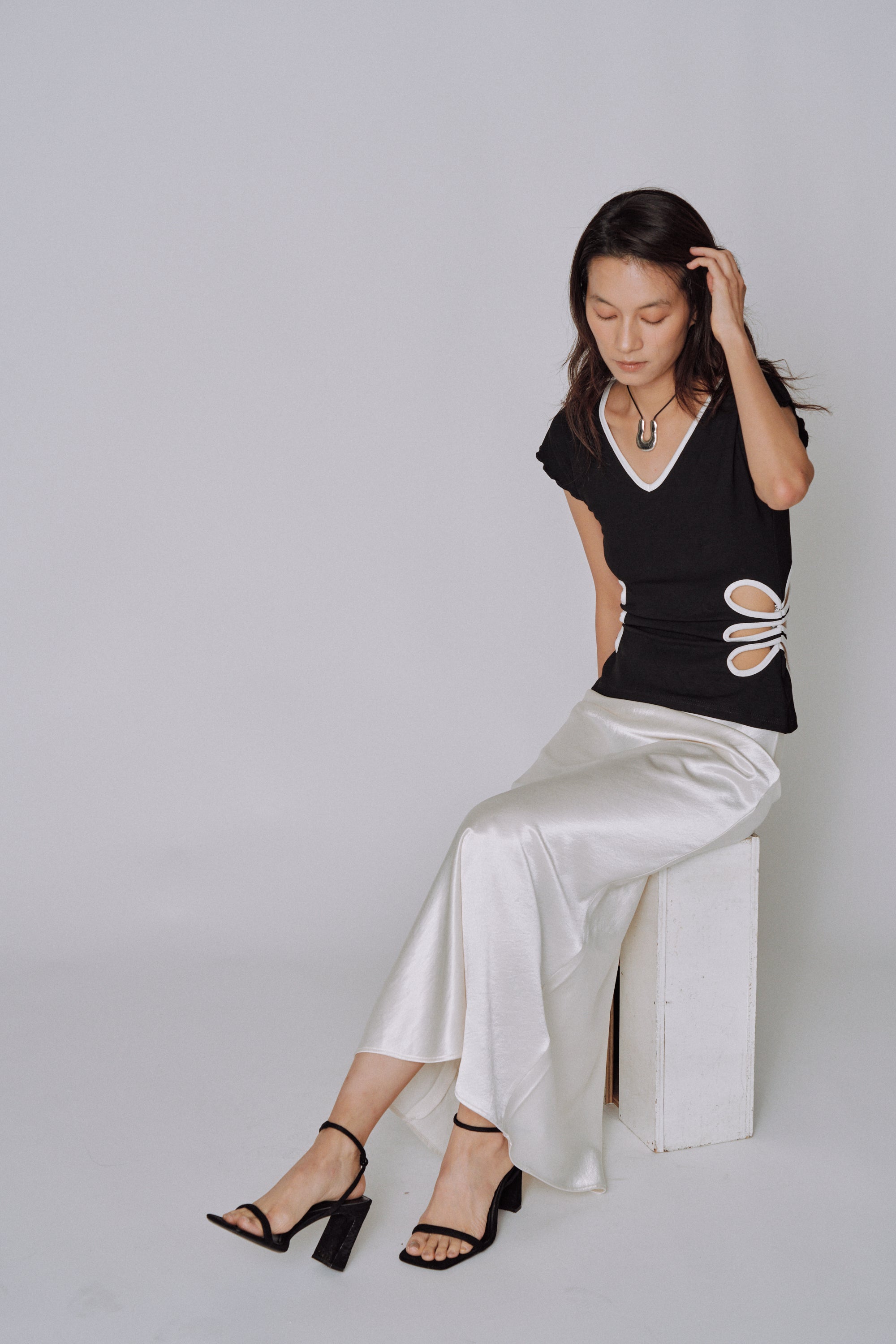 Glossy Flow Satin Skirt