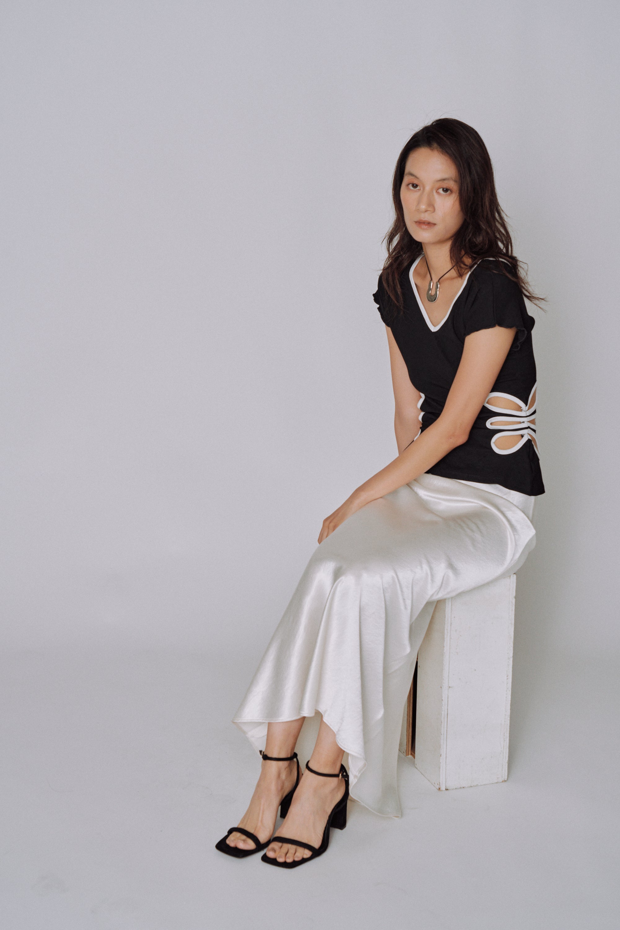 Glossy Flow Satin Skirt