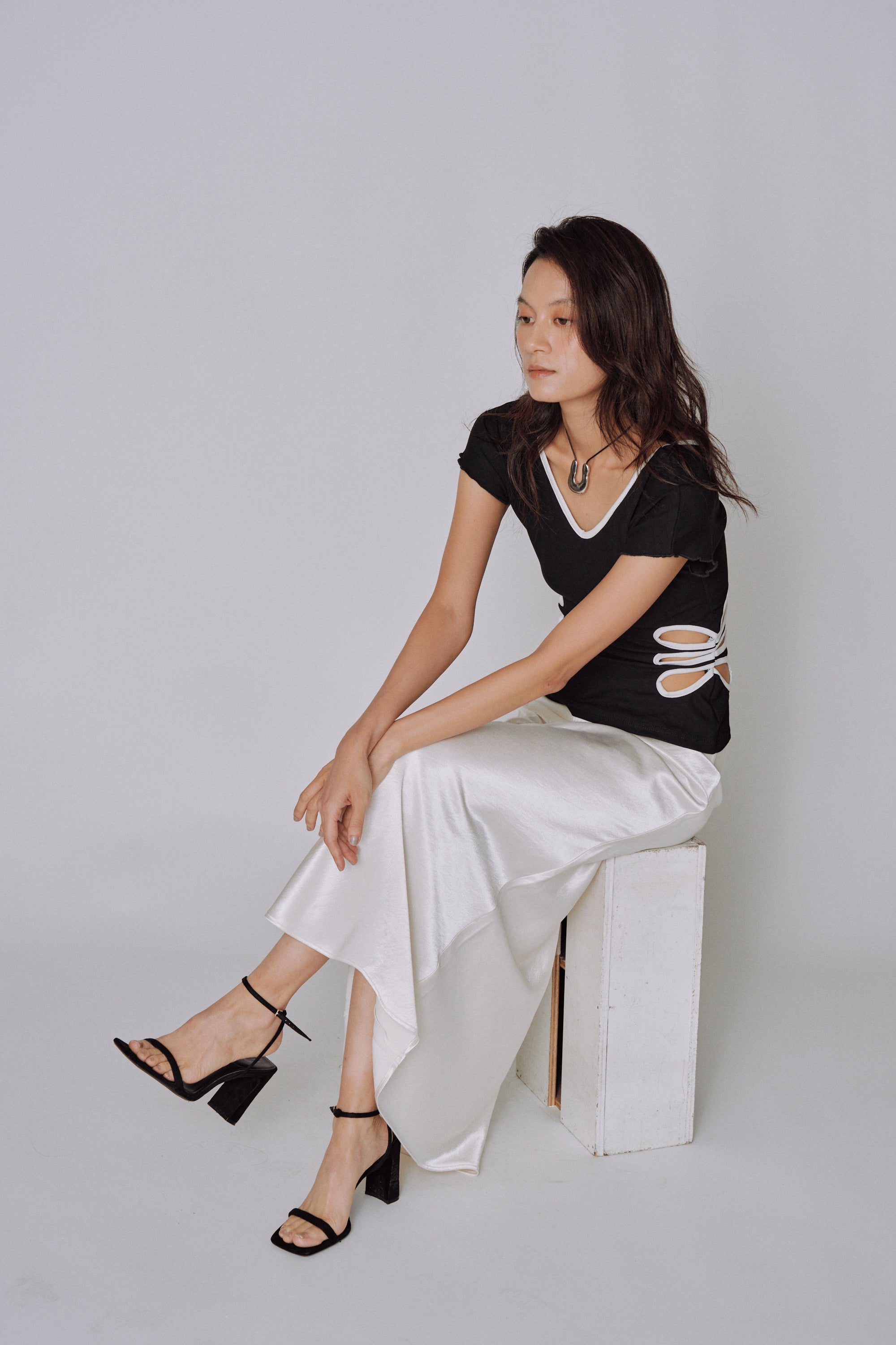 Glossy Flow Satin Skirt