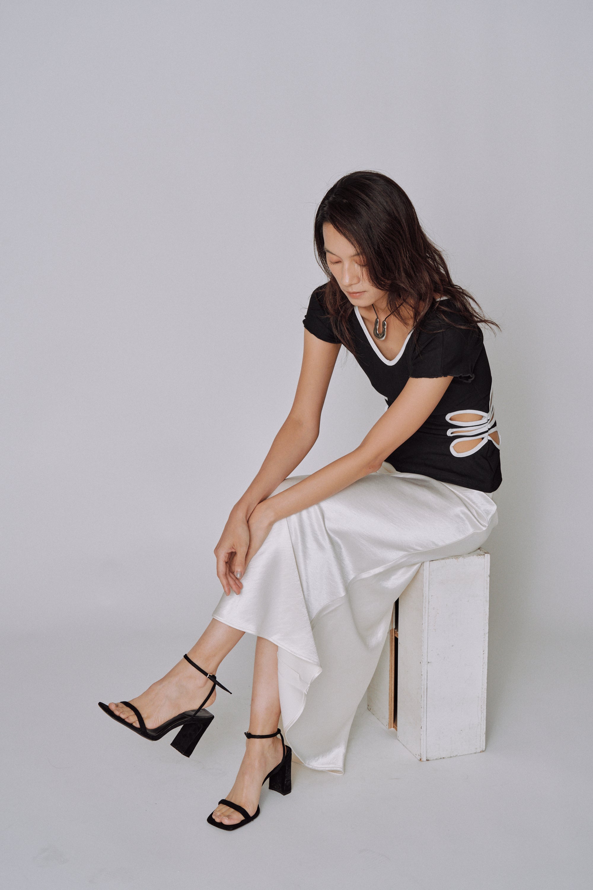 Glossy Flow Satin Skirt