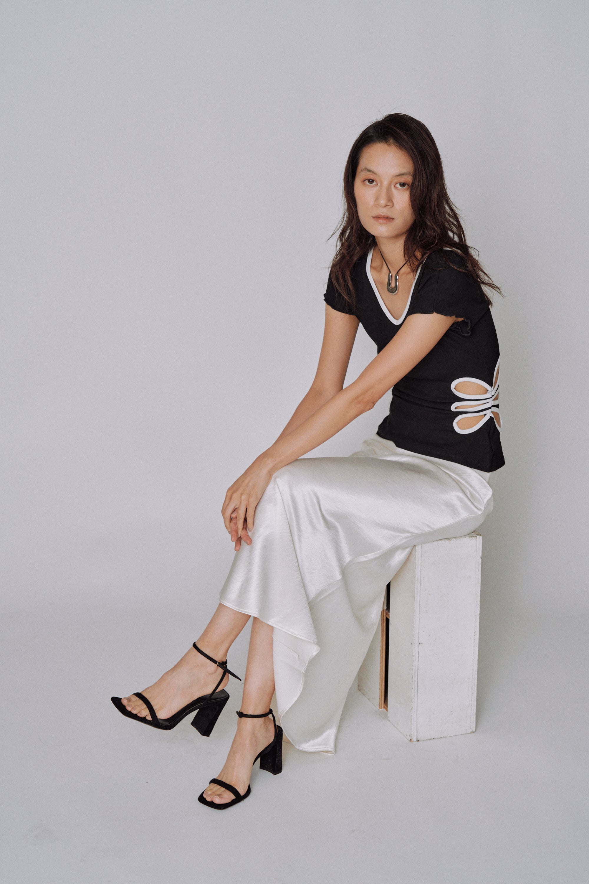 Glossy Flow Satin Skirt