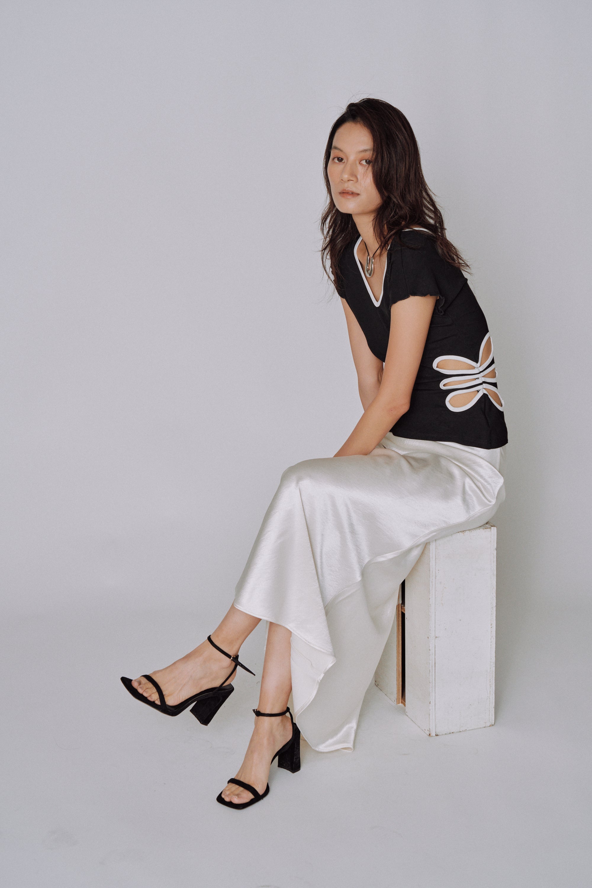 Glossy Flow Satin Skirt