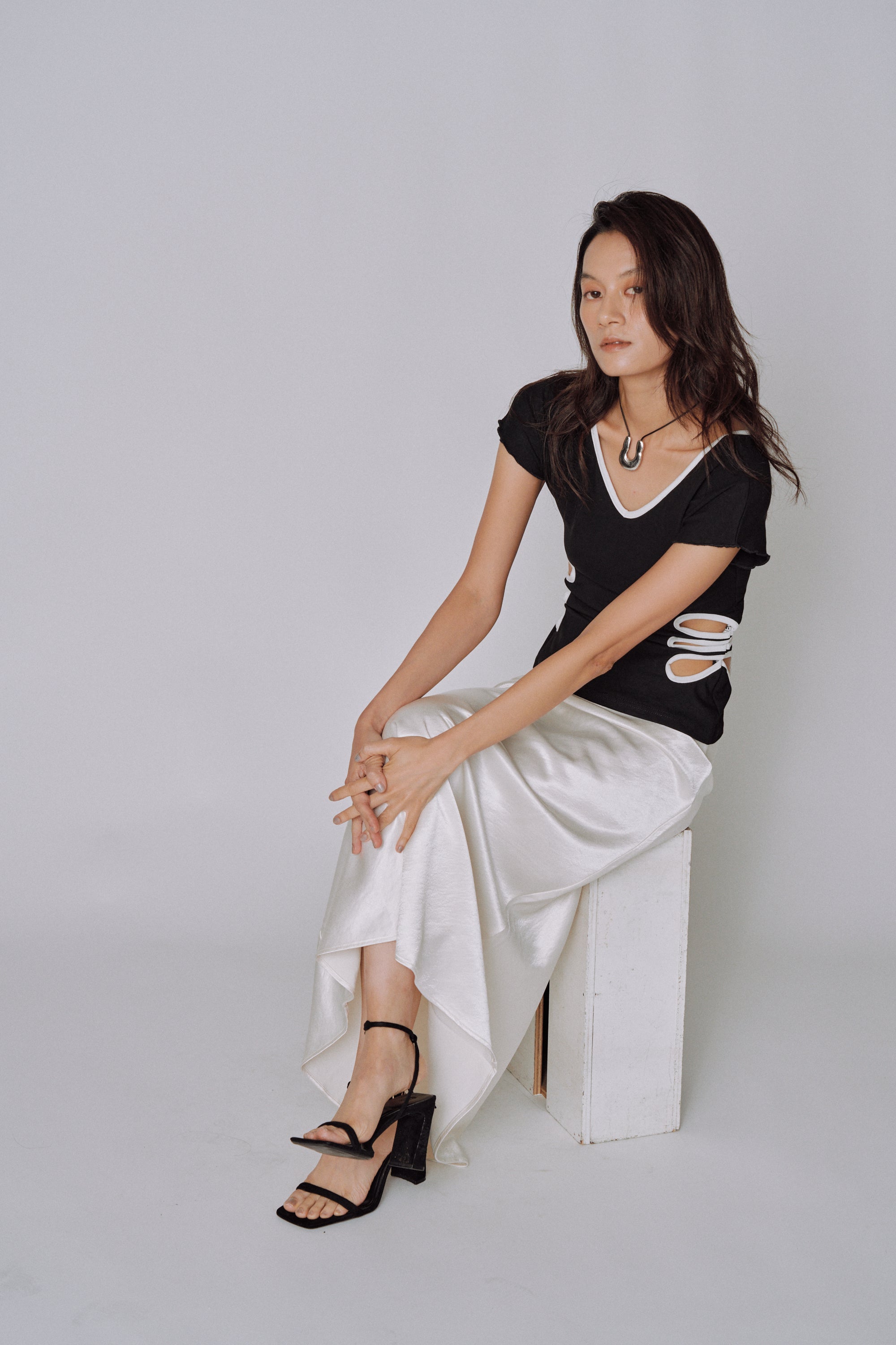 Glossy Flow Satin Skirt