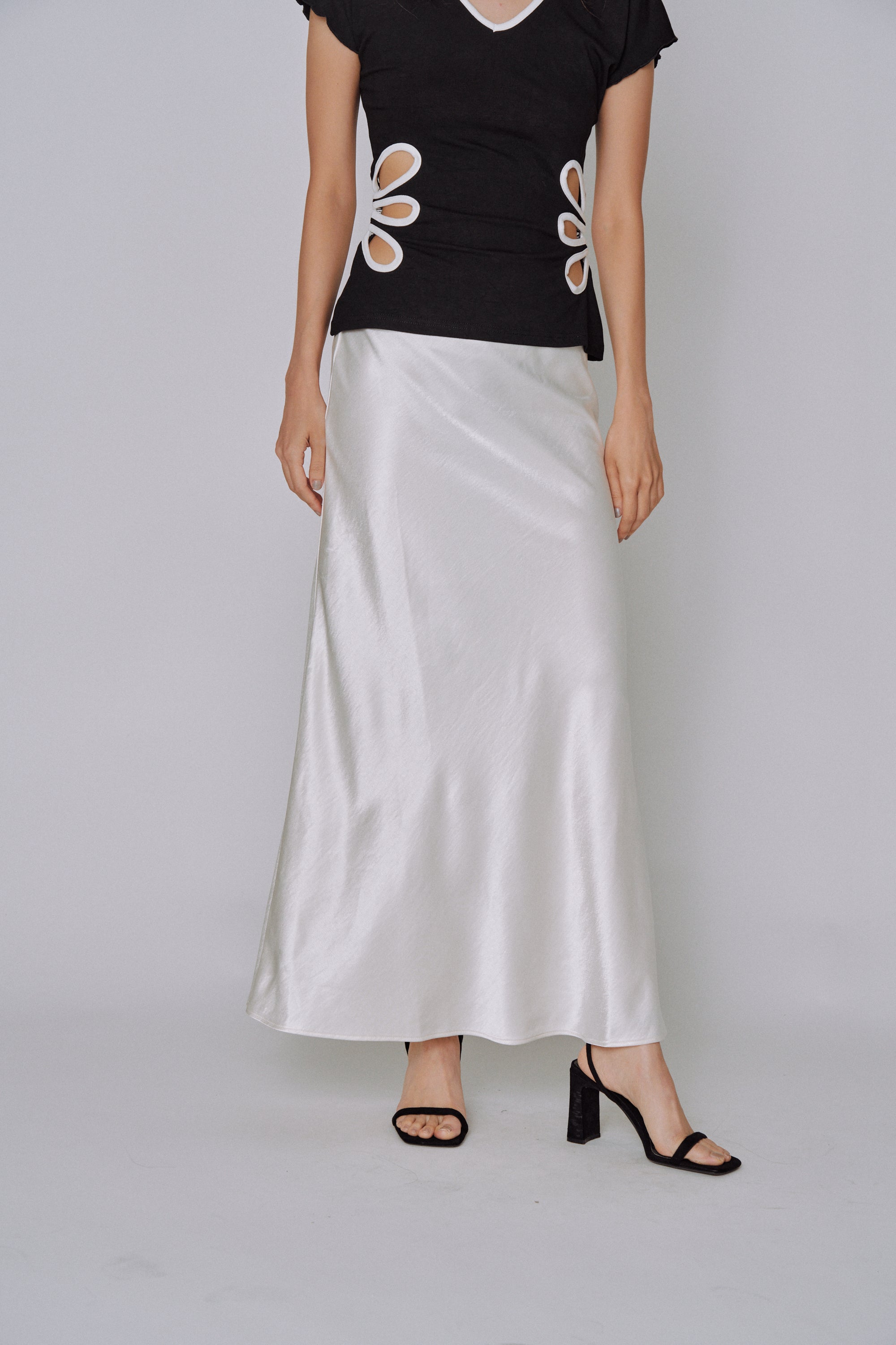 Glossy Flow Satin Skirt