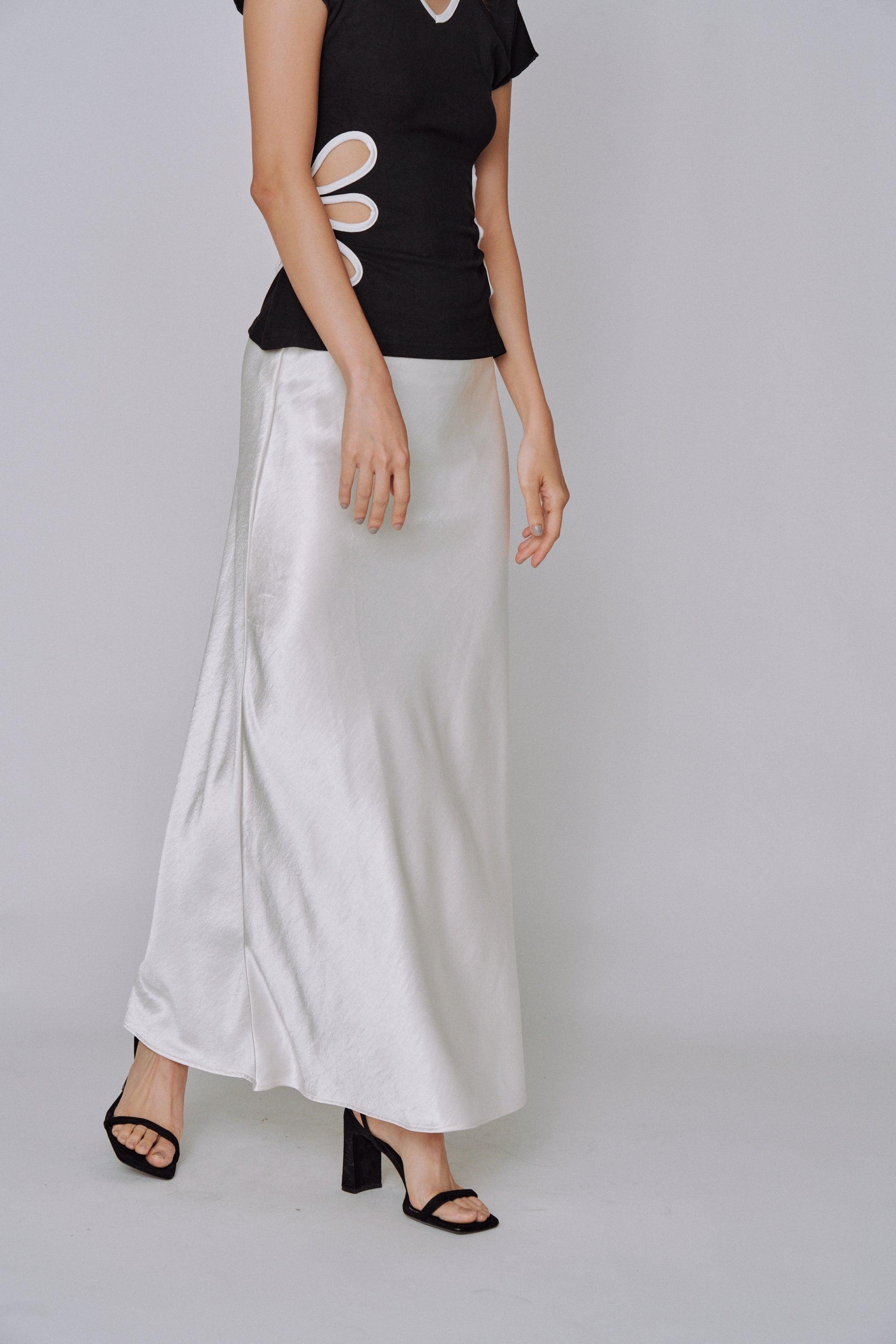 Glossy Flow Satin Skirt