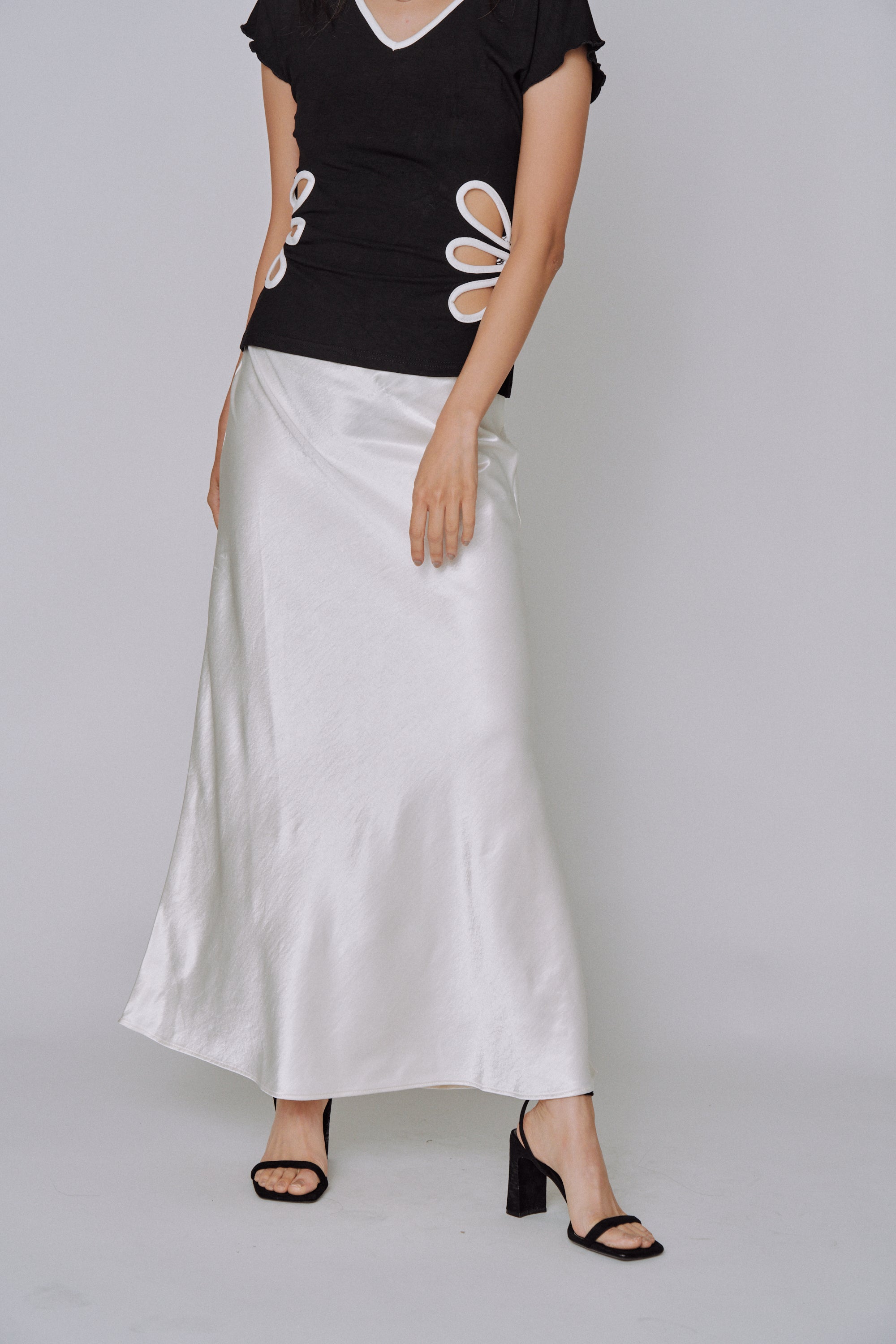 Glossy Flow Satin Skirt
