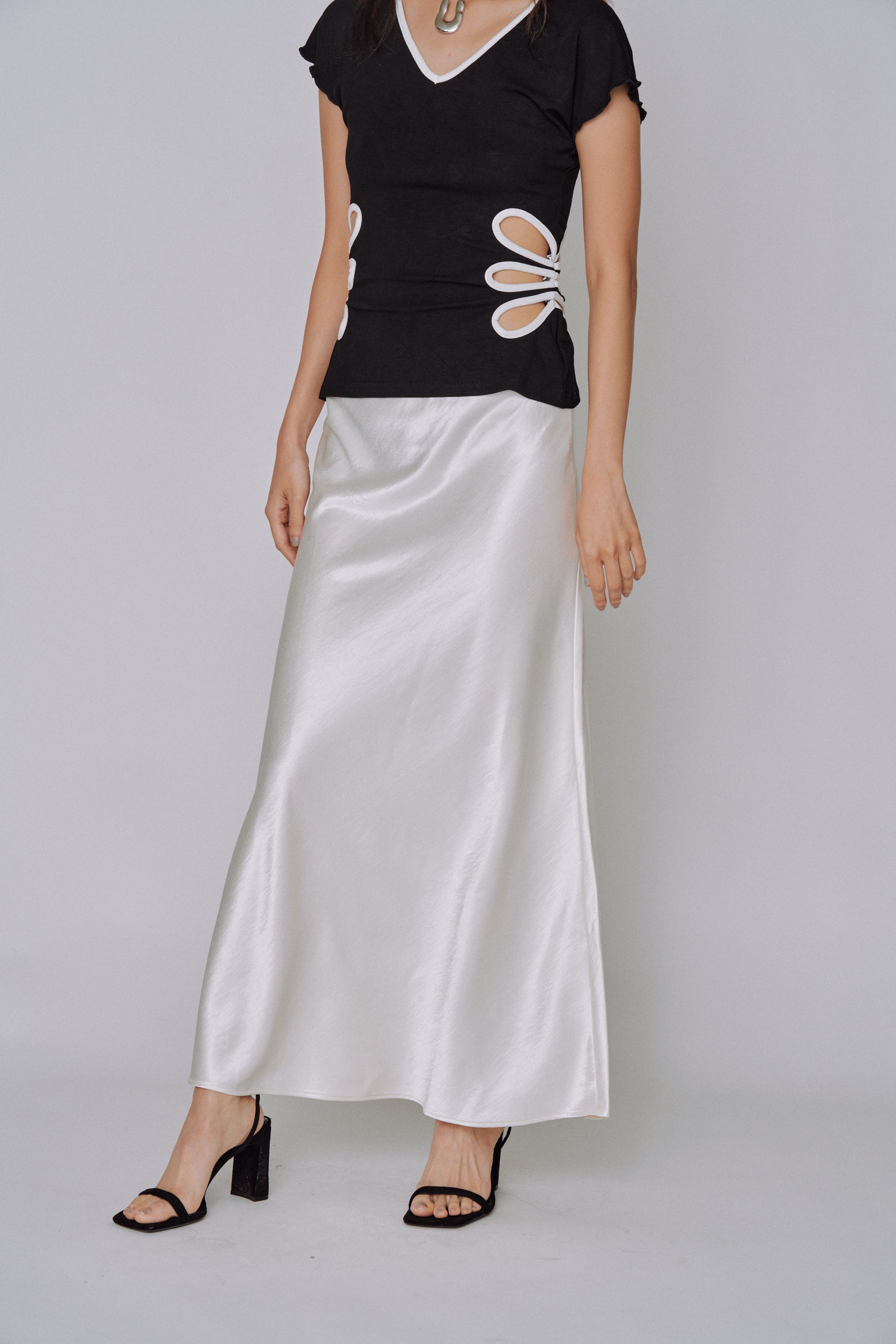 Glossy Flow Satin Skirt