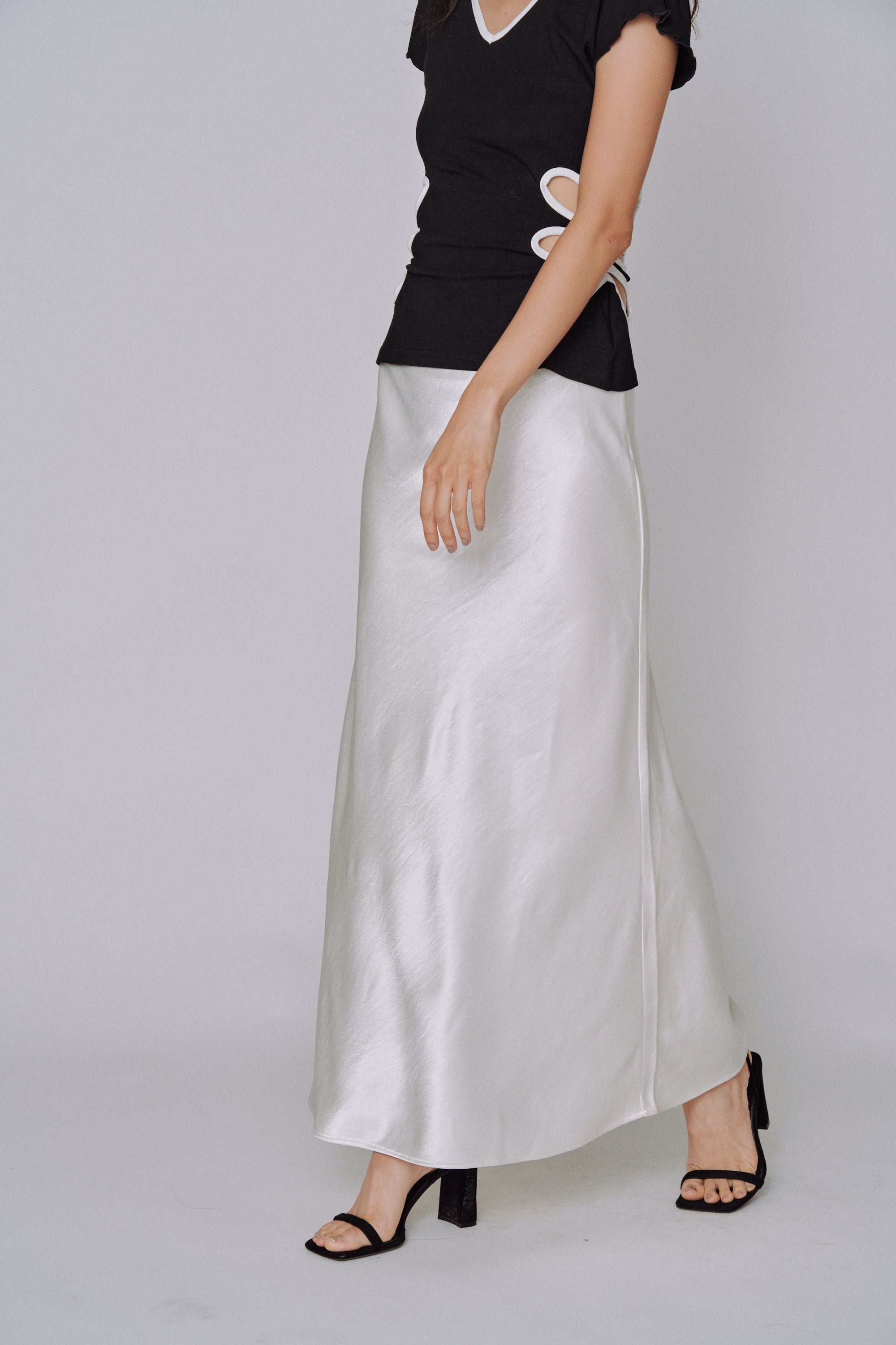Glossy Flow Satin Skirt