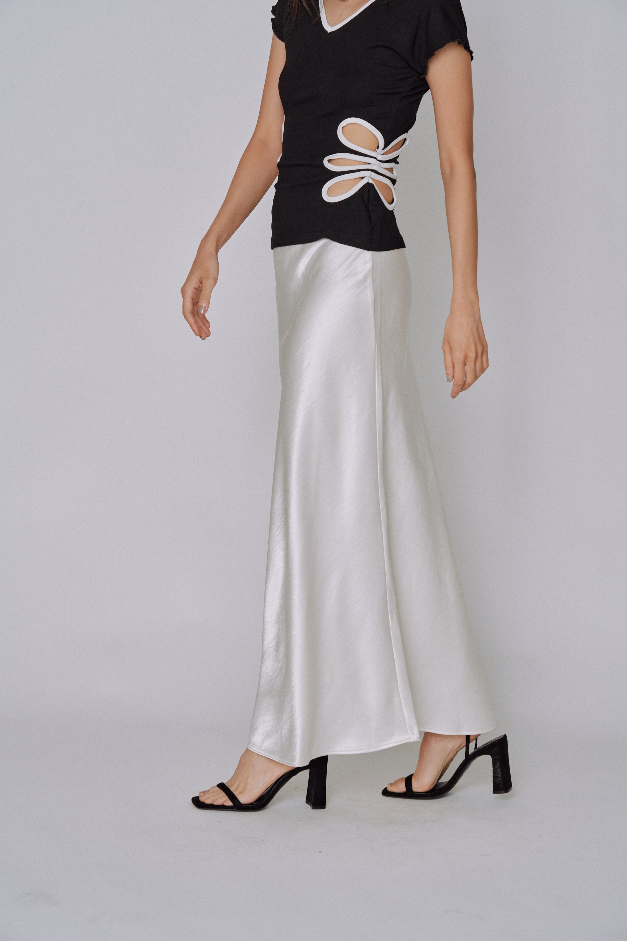 Glossy Flow Satin Skirt