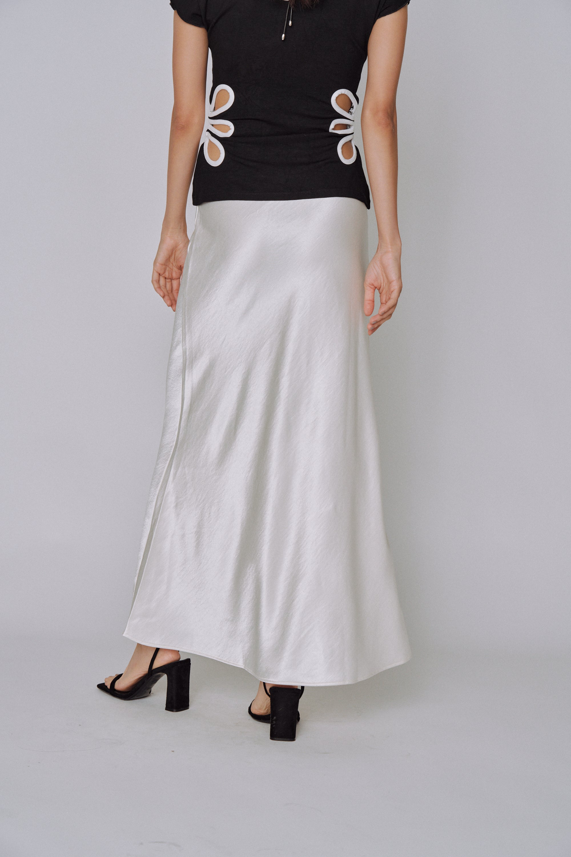 Glossy Flow Satin Skirt
