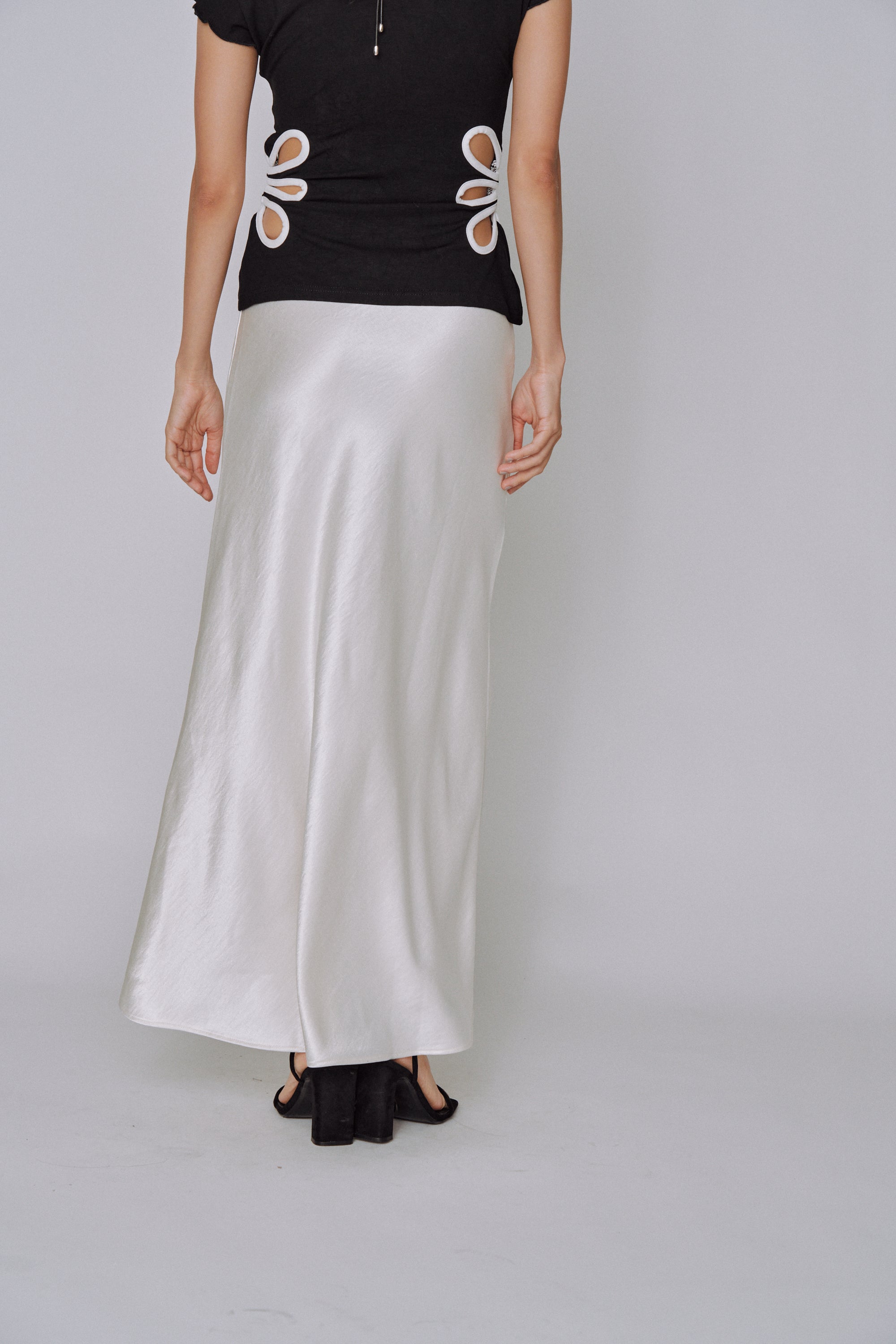 Glossy Flow Satin Skirt