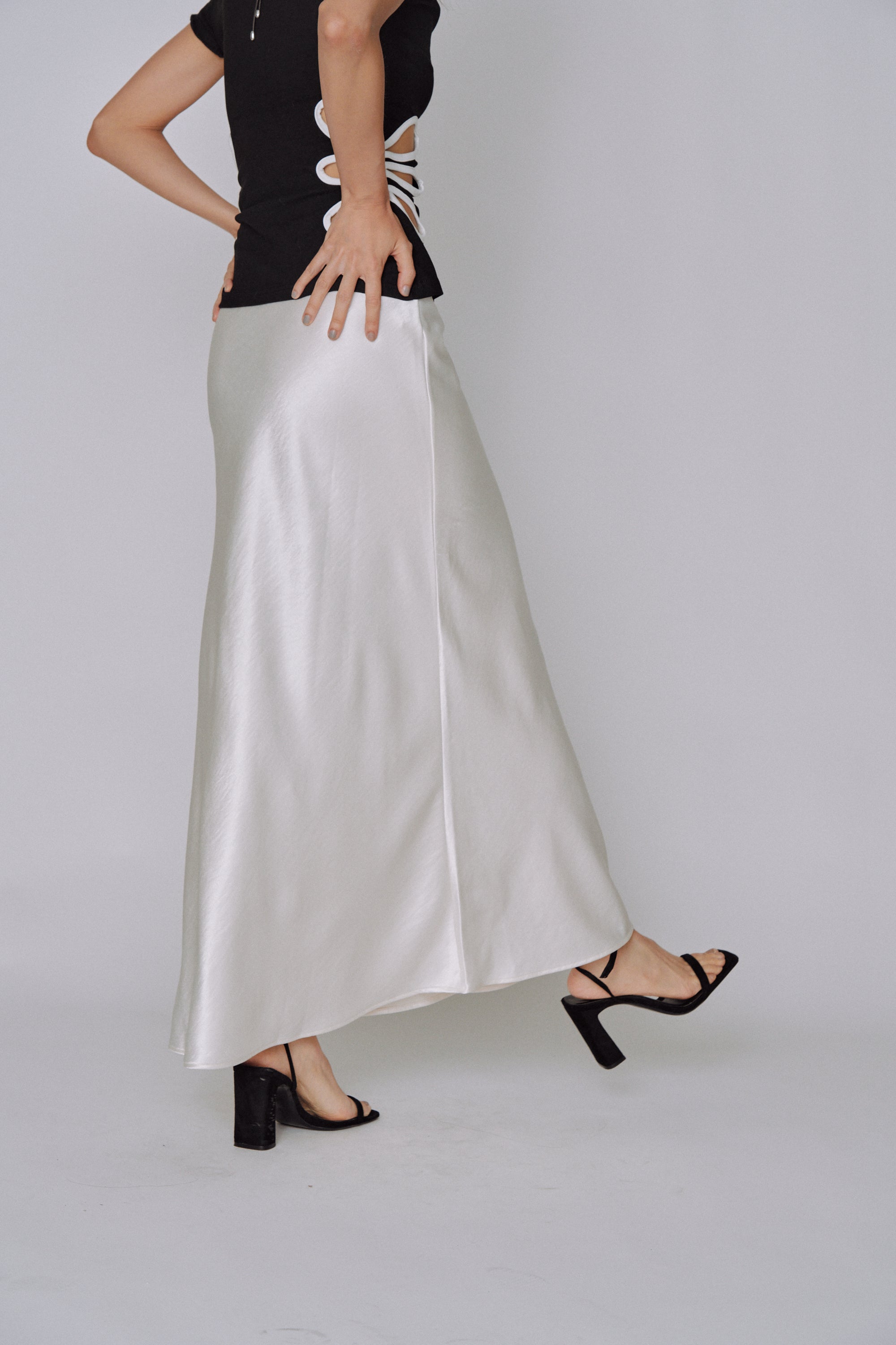 Glossy Flow Satin Skirt