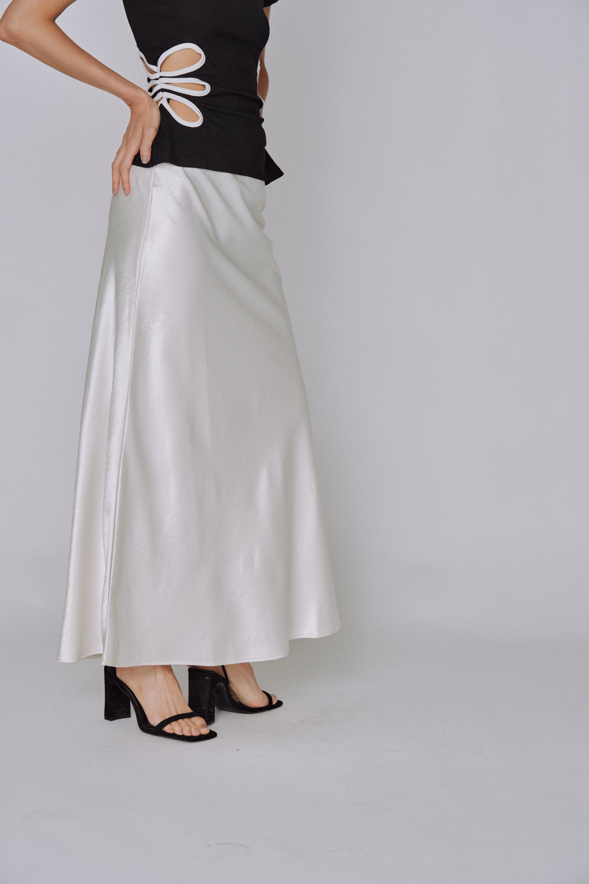Glossy Flow Satin Skirt
