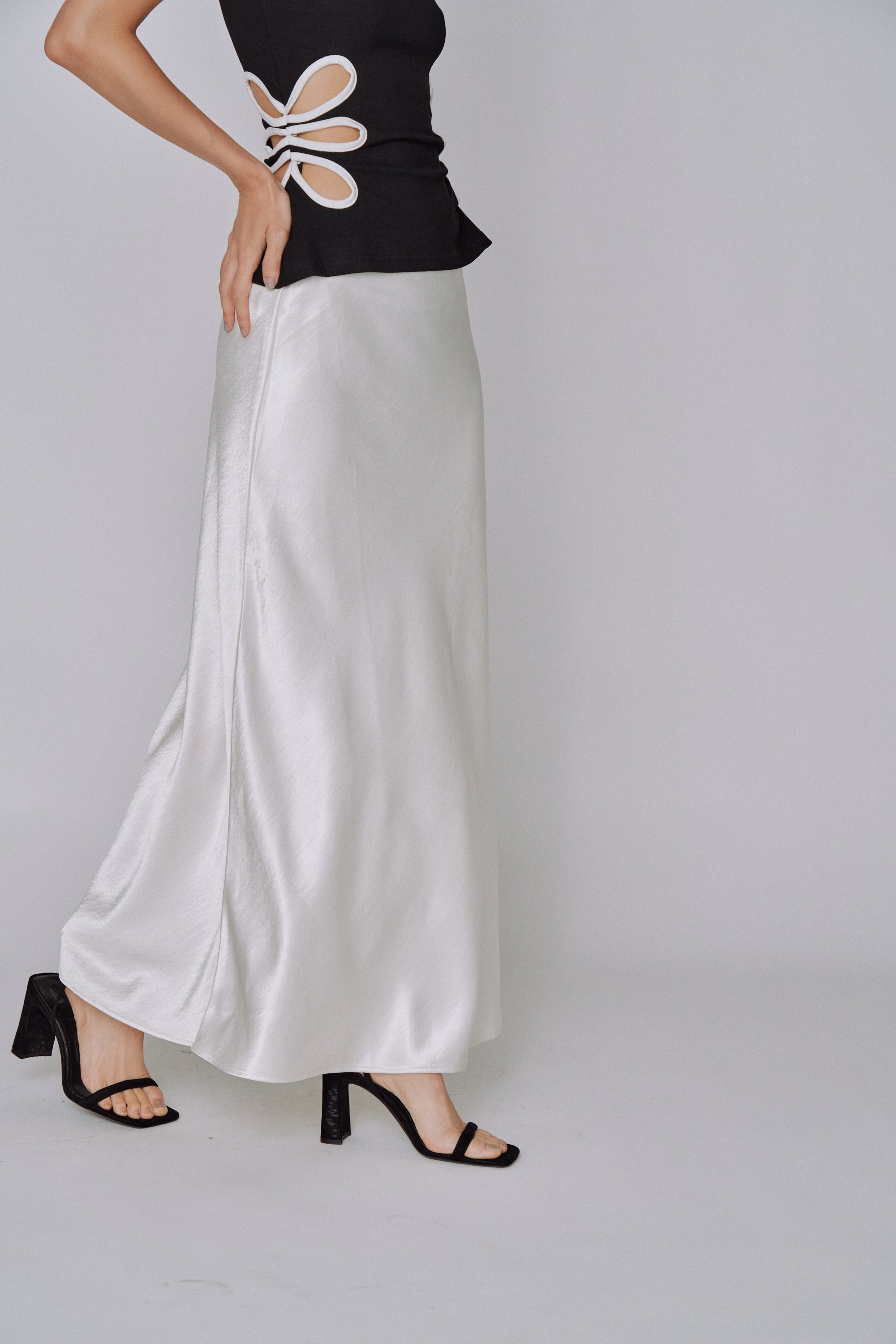 Glossy Flow Satin Skirt