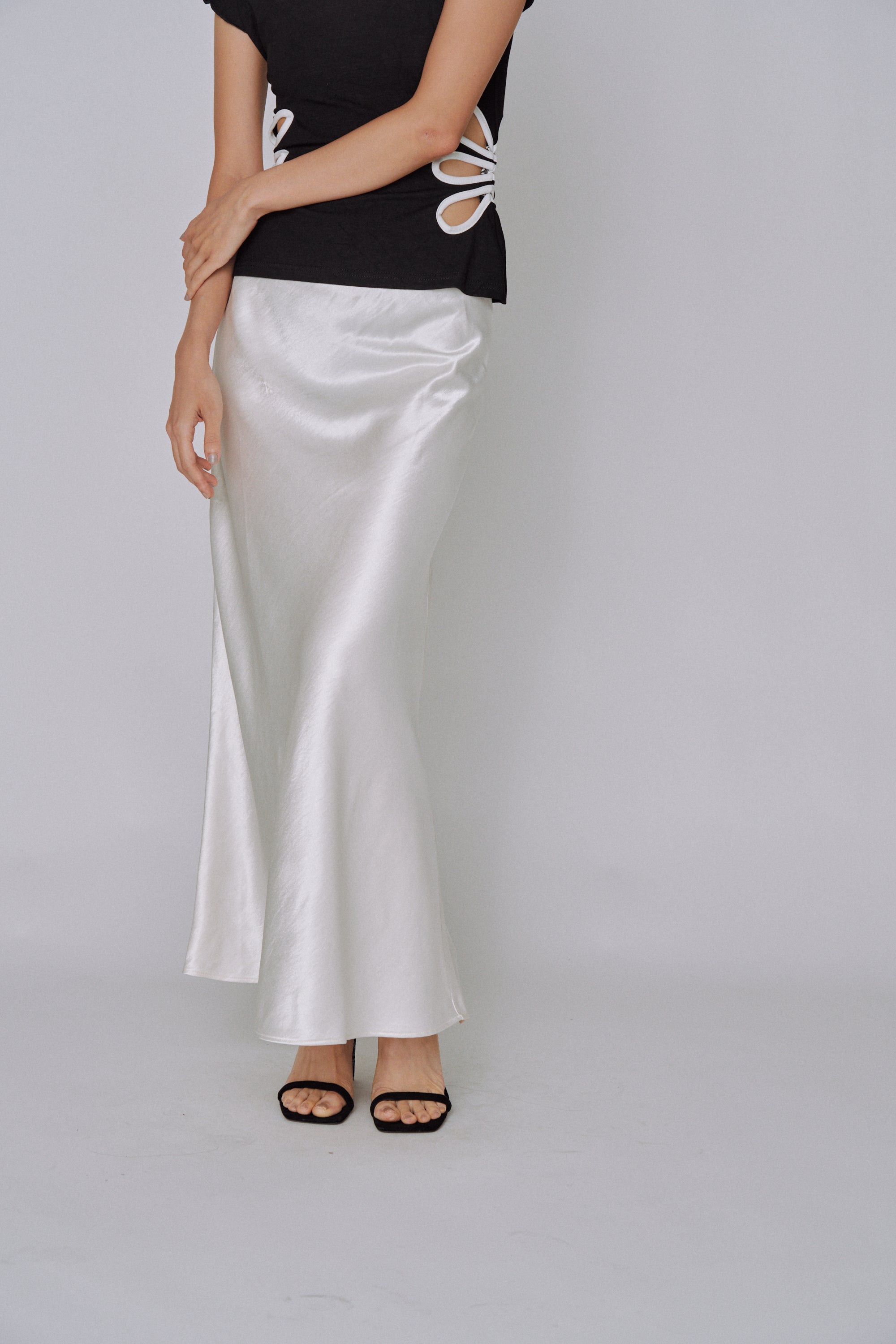 Glossy Flow Satin Skirt