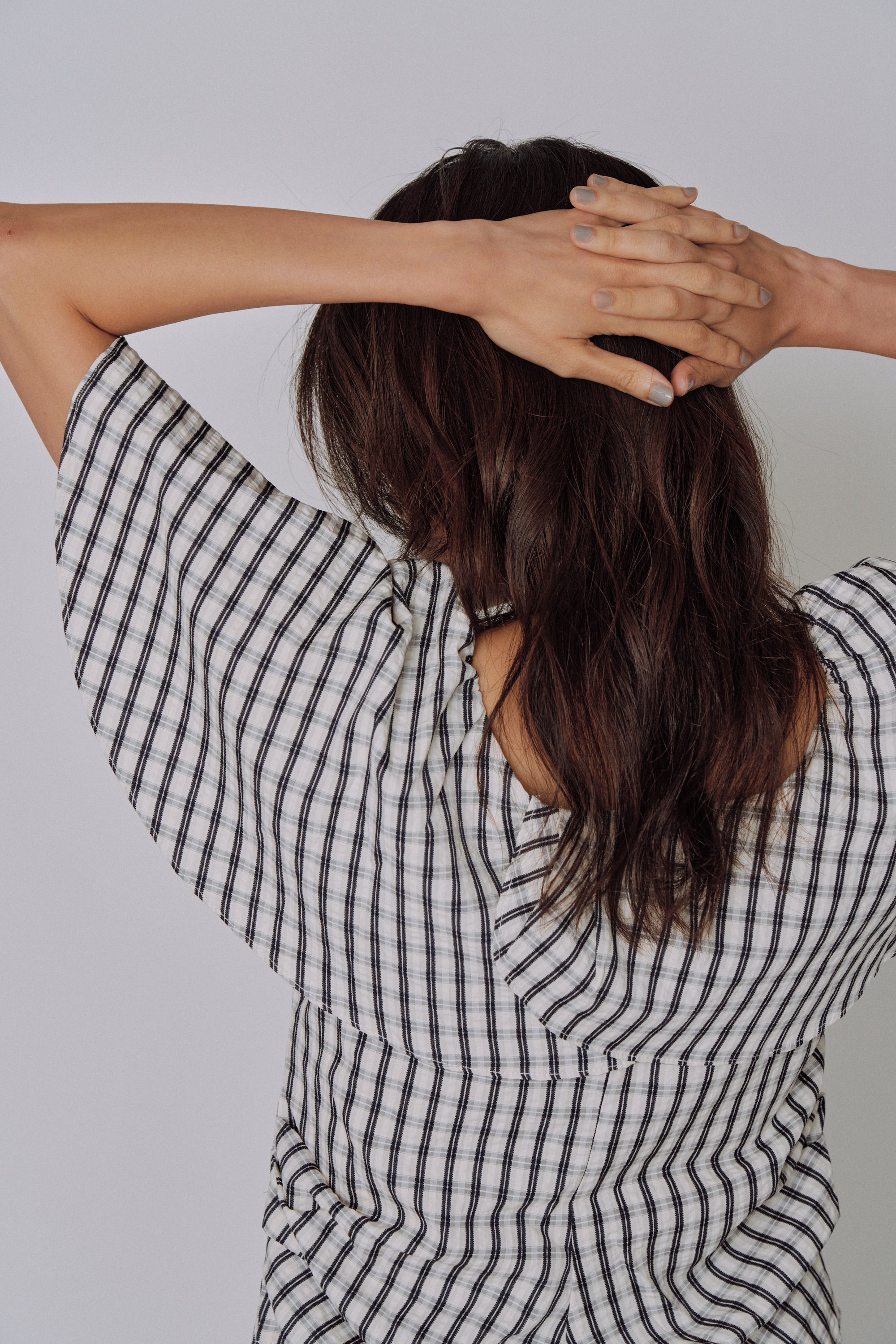 Ruffle Square Gingham Blouse