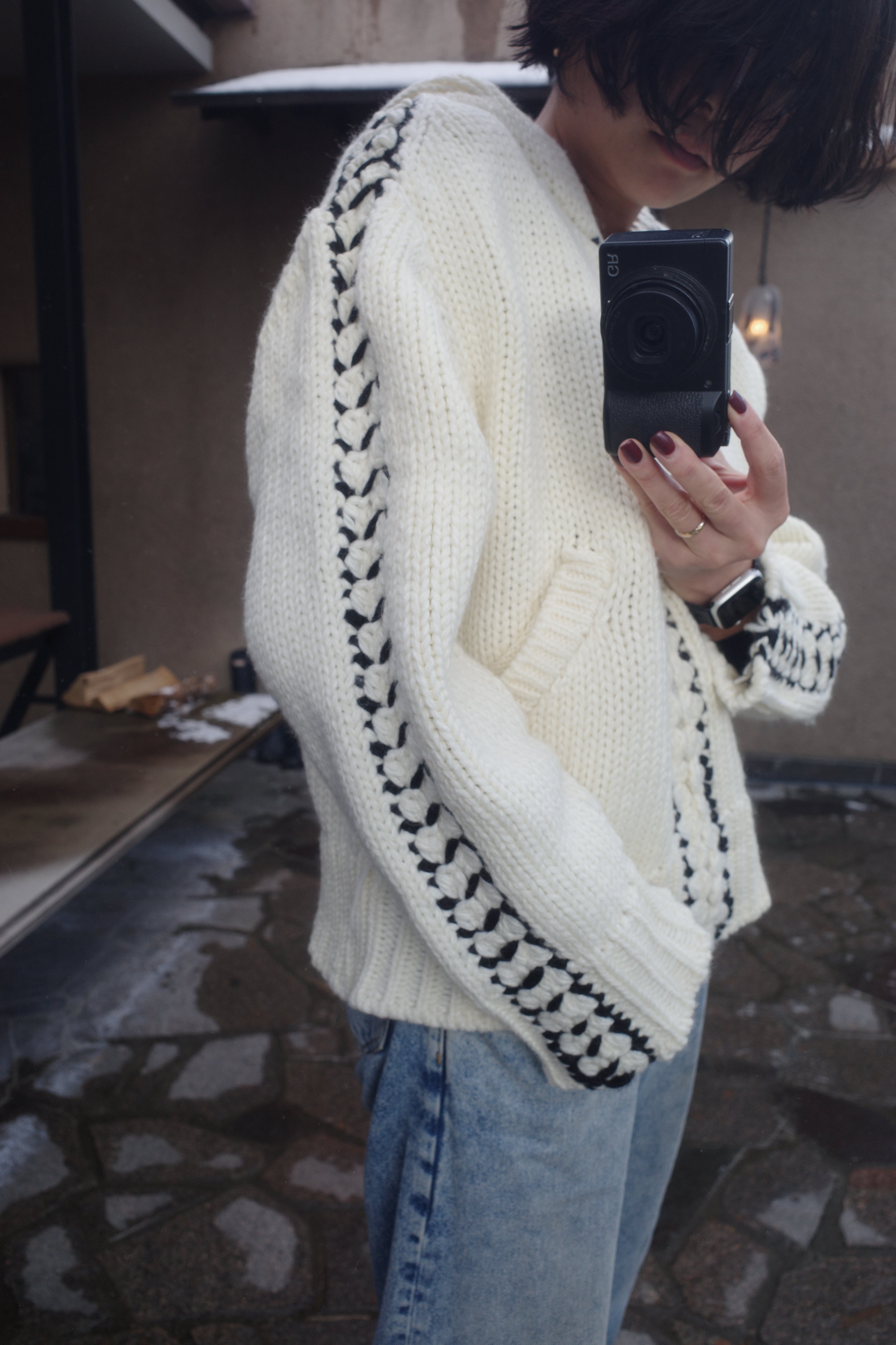 Cozy stich hood knit