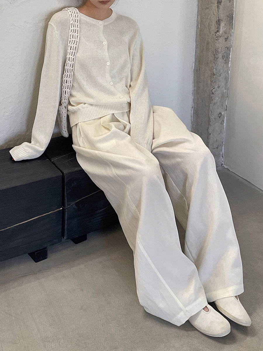 Airy Texture Wide Pants