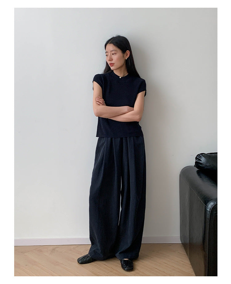Airy Texture Wide Pants