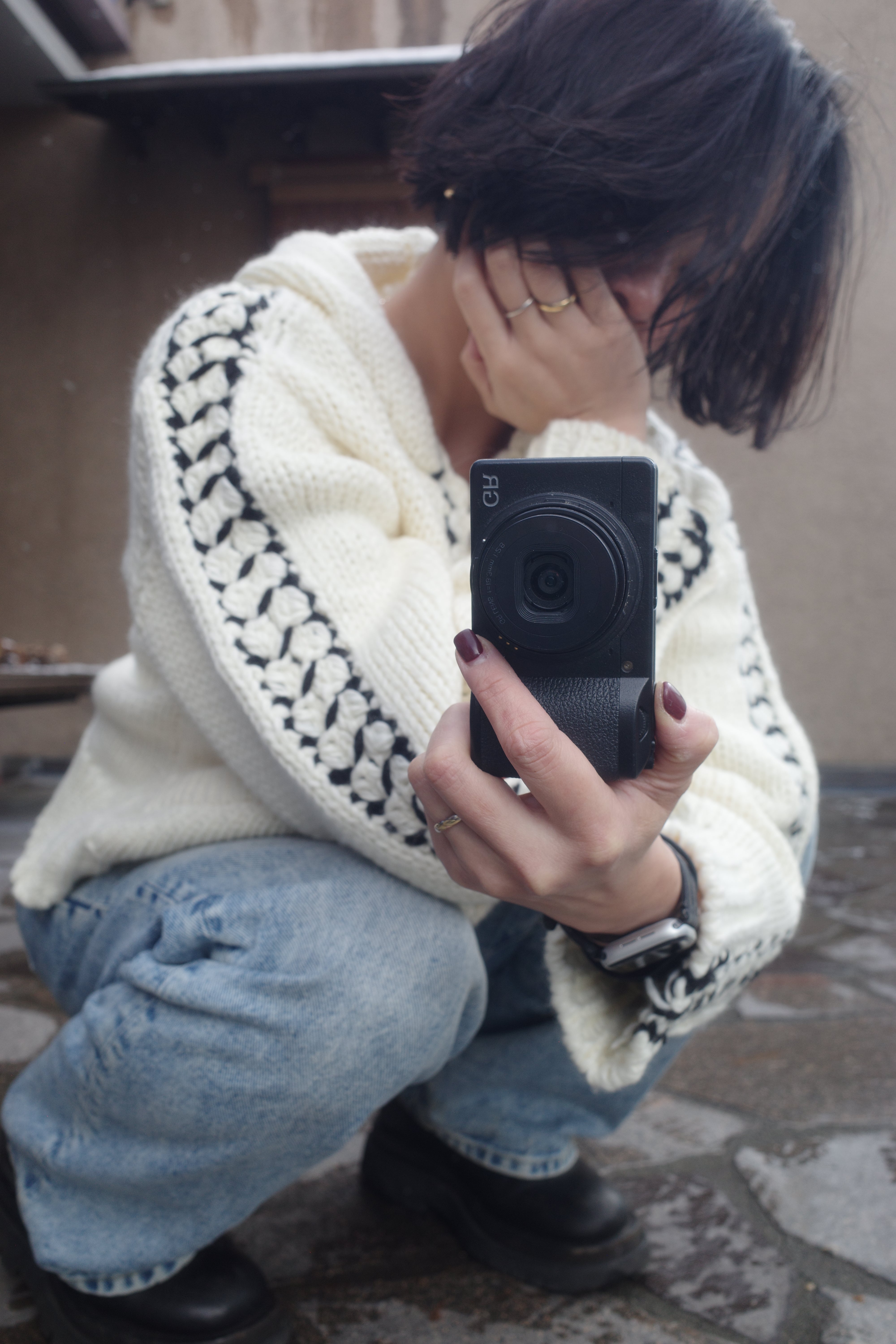 Cozy stich hood knit