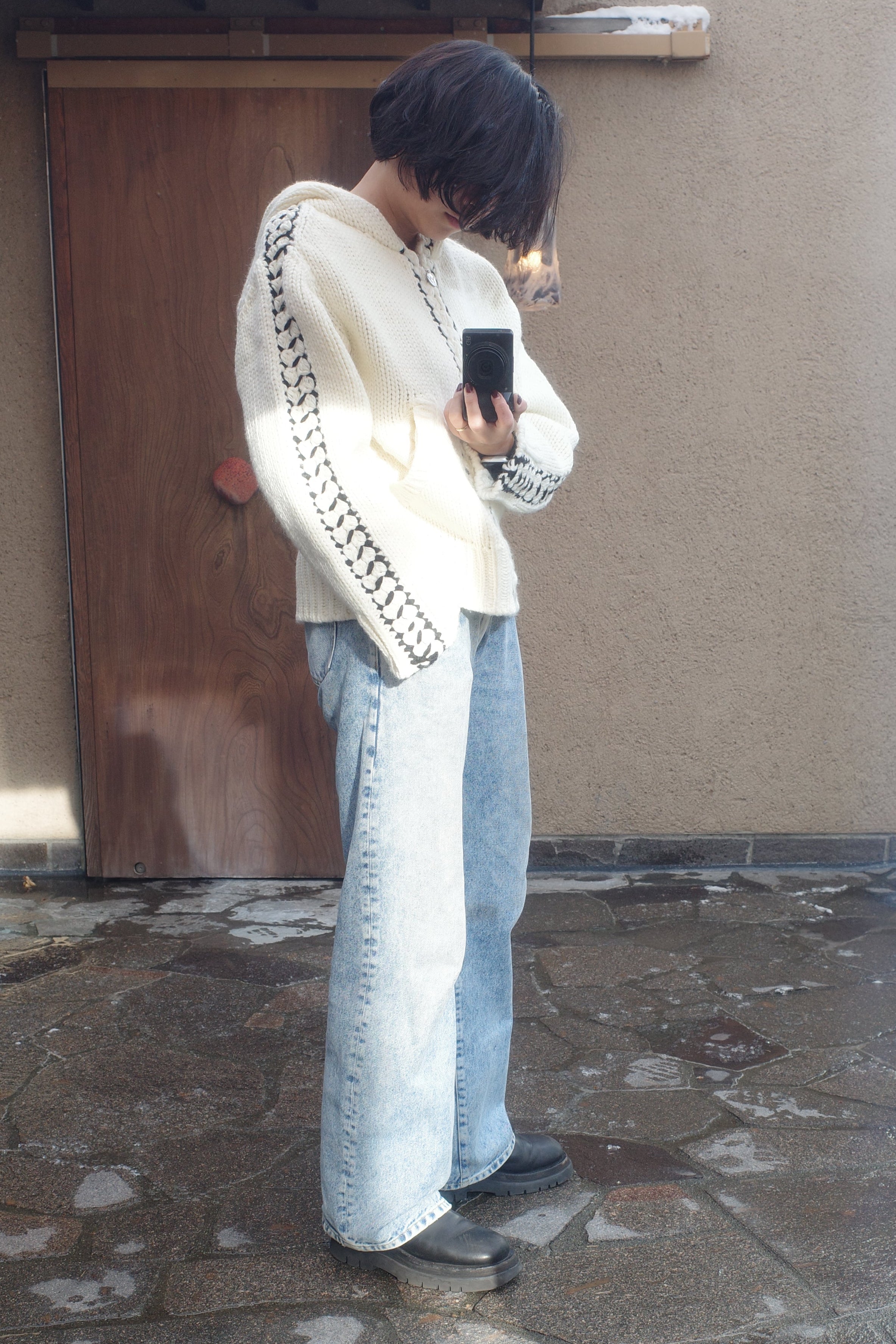 Cozy stich hood knit