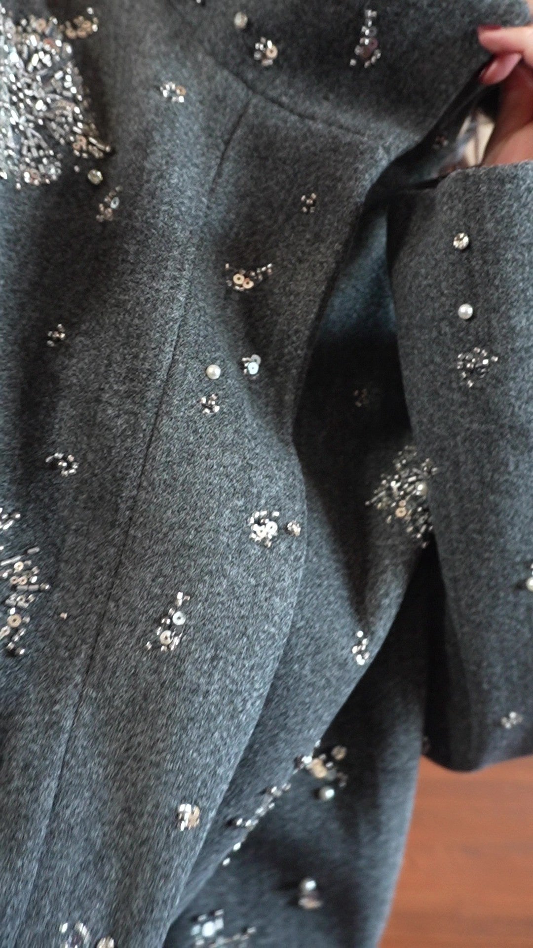 Beaded wool short jacket