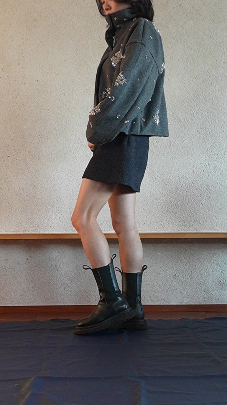 Beaded wool short jacket