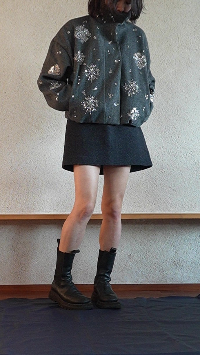 Beaded wool short jacket