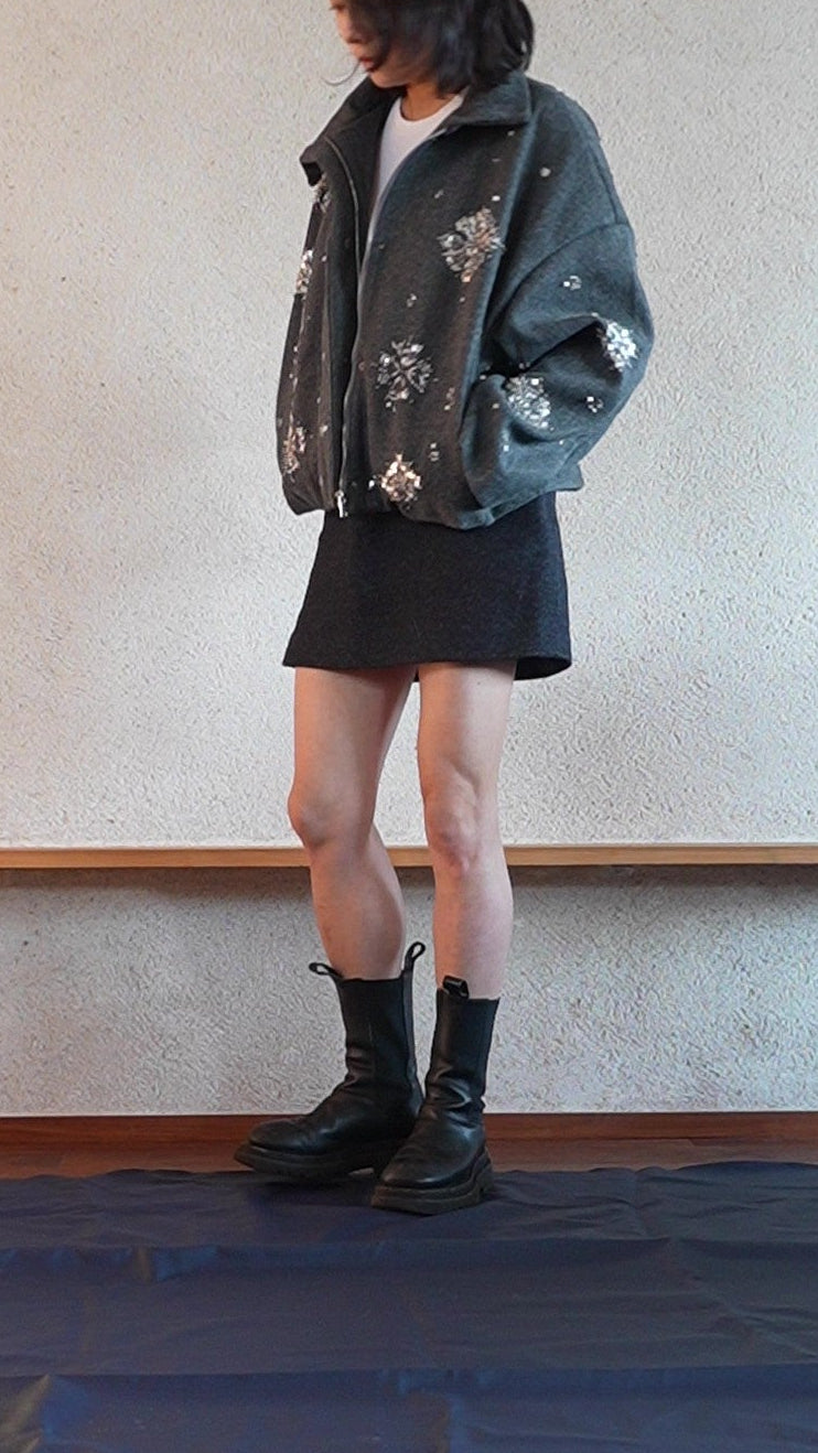 Beaded wool short jacket