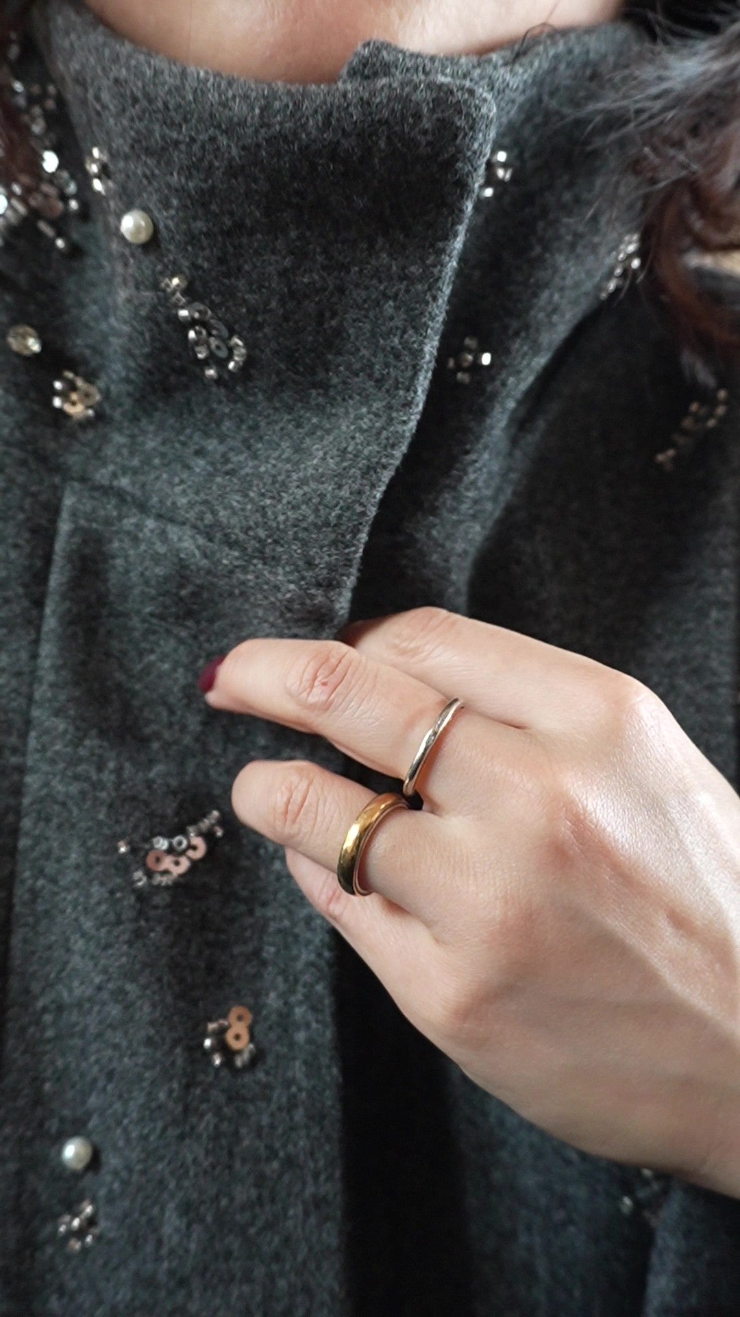 Beaded wool short jacket