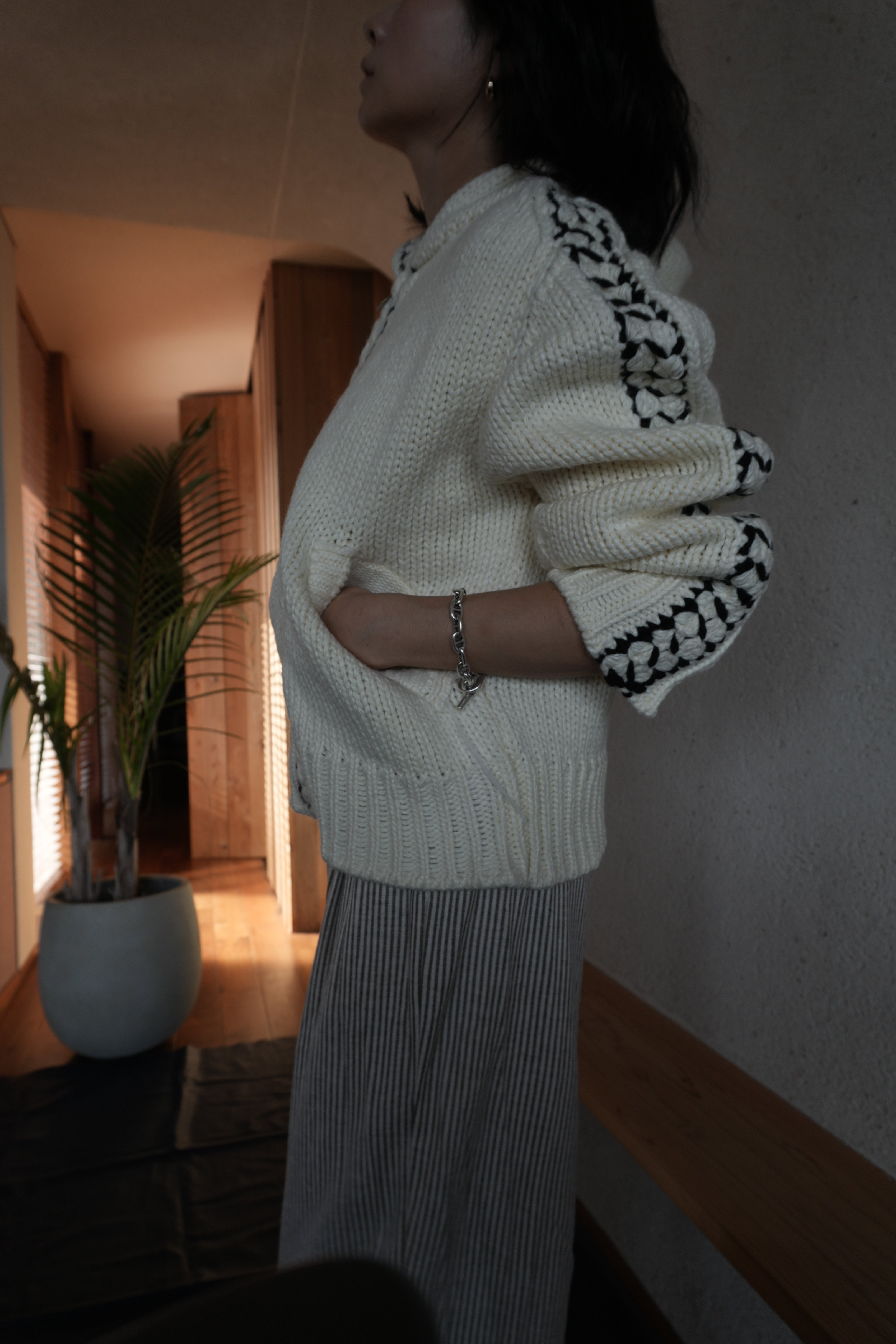 Cozy stich hood knit