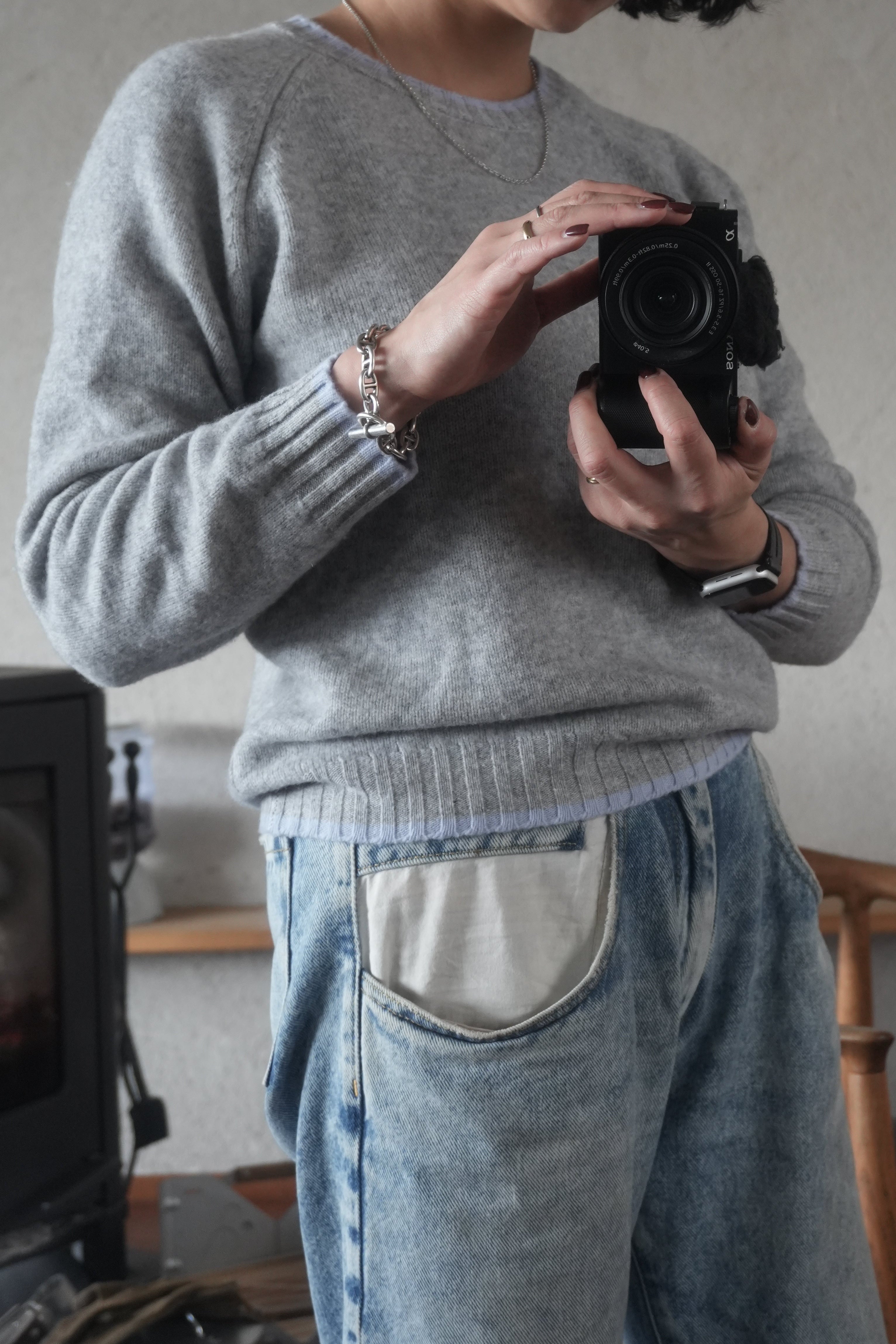 Contrast Edge Mohair Knit