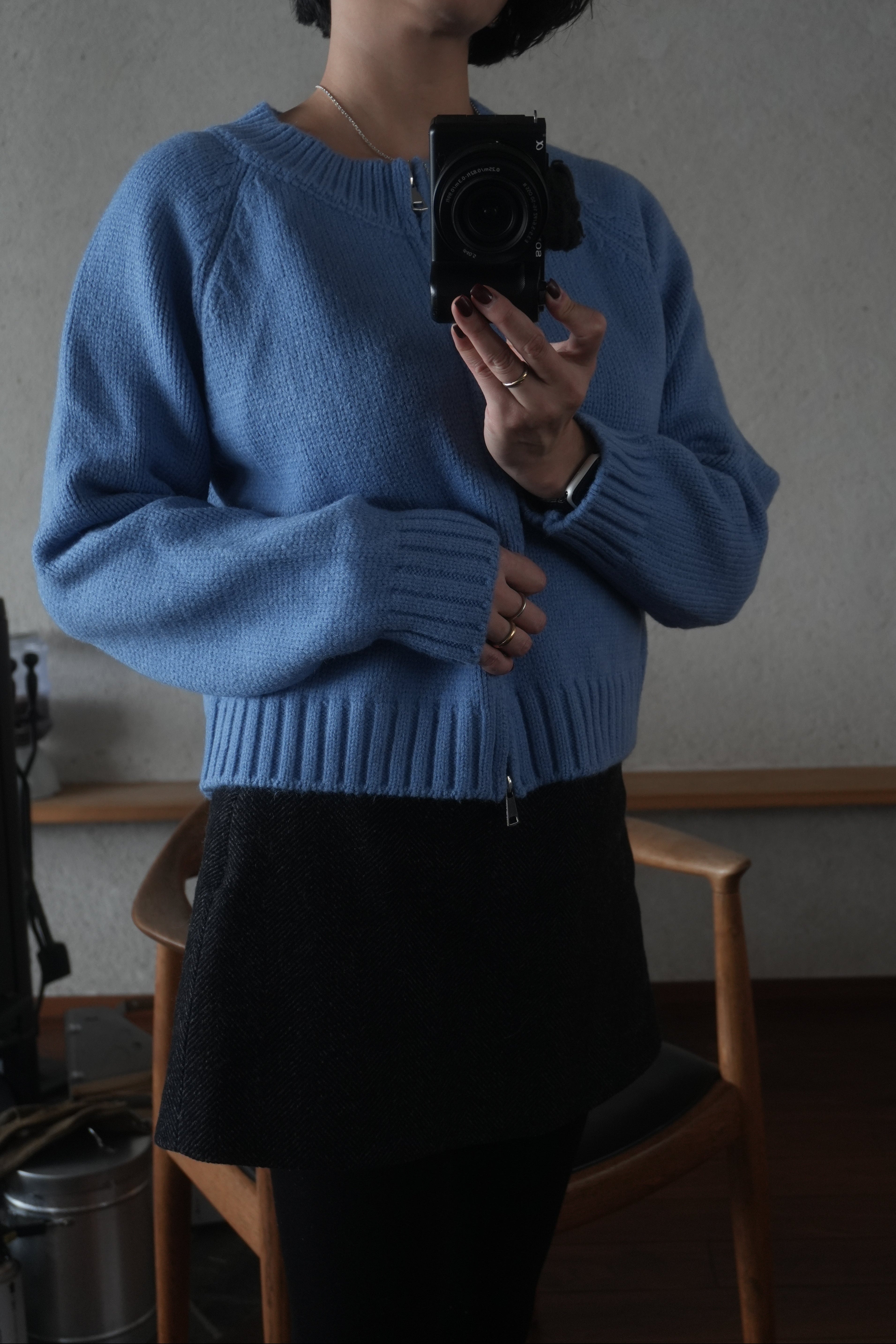 Blue zip knit