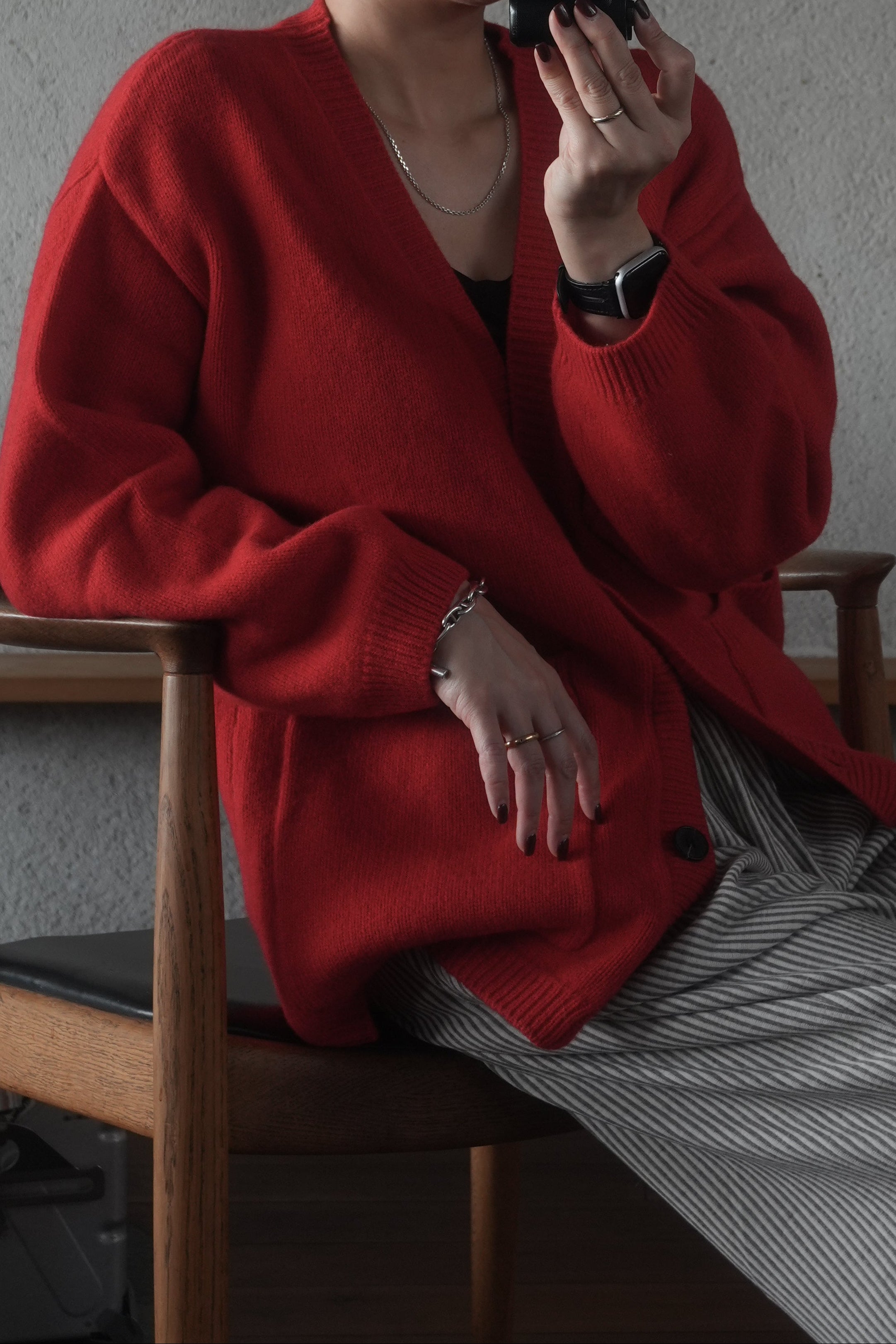 Soft Wool Relax Cardigan – Red