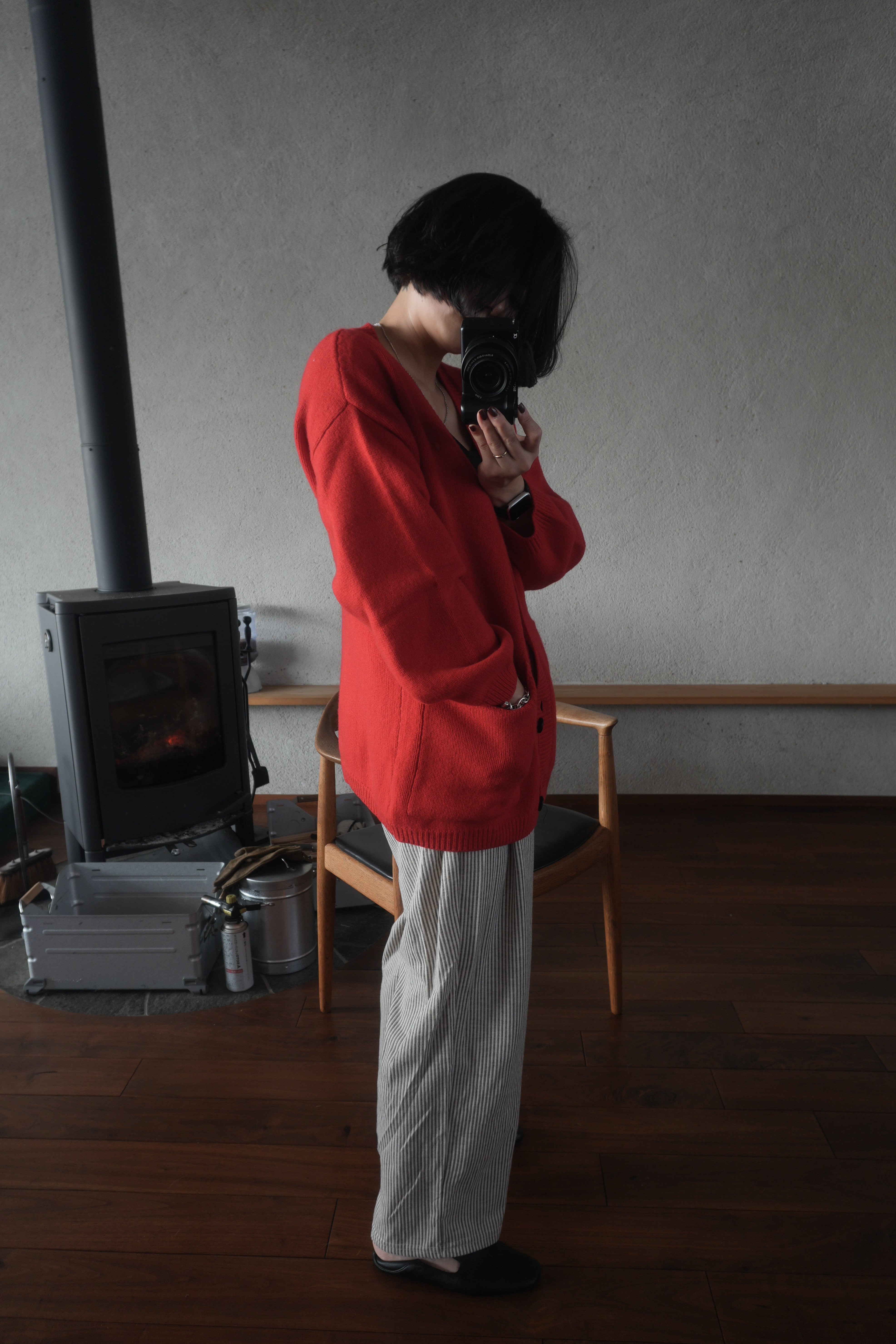 Soft Wool Relax Cardigan – Red