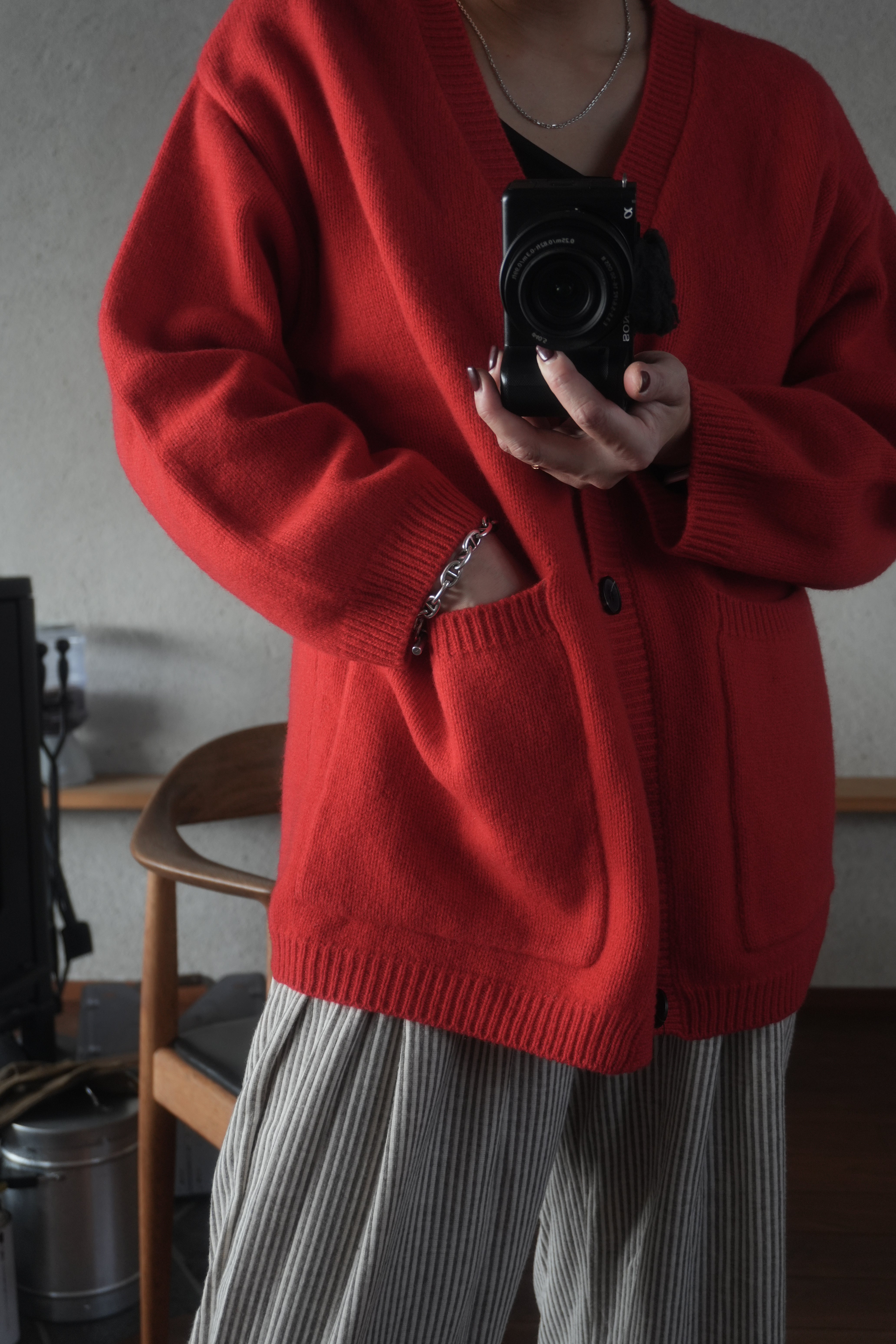 Soft Wool Relax Cardigan – Red