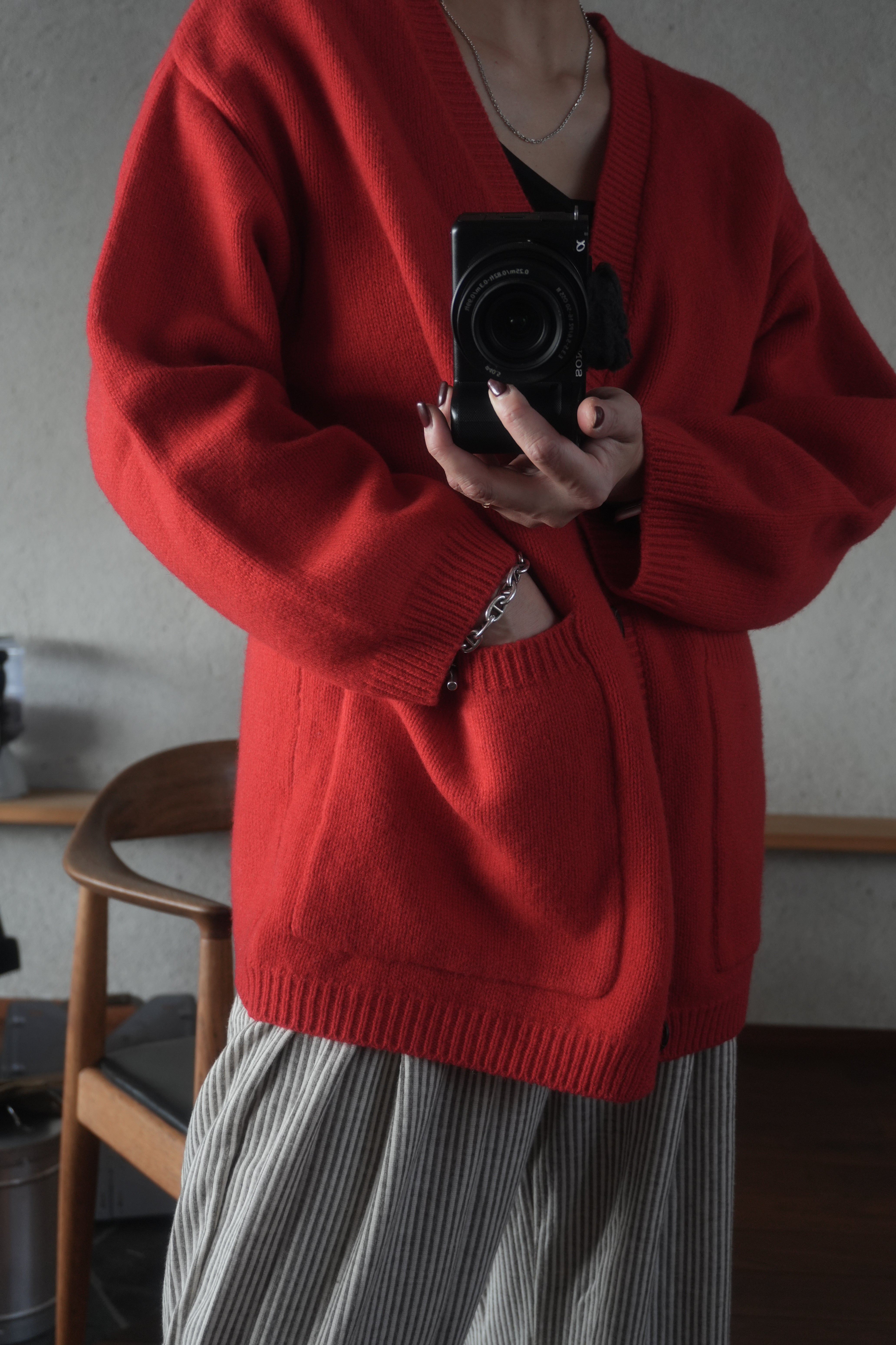 Soft Wool Relax Cardigan – Red