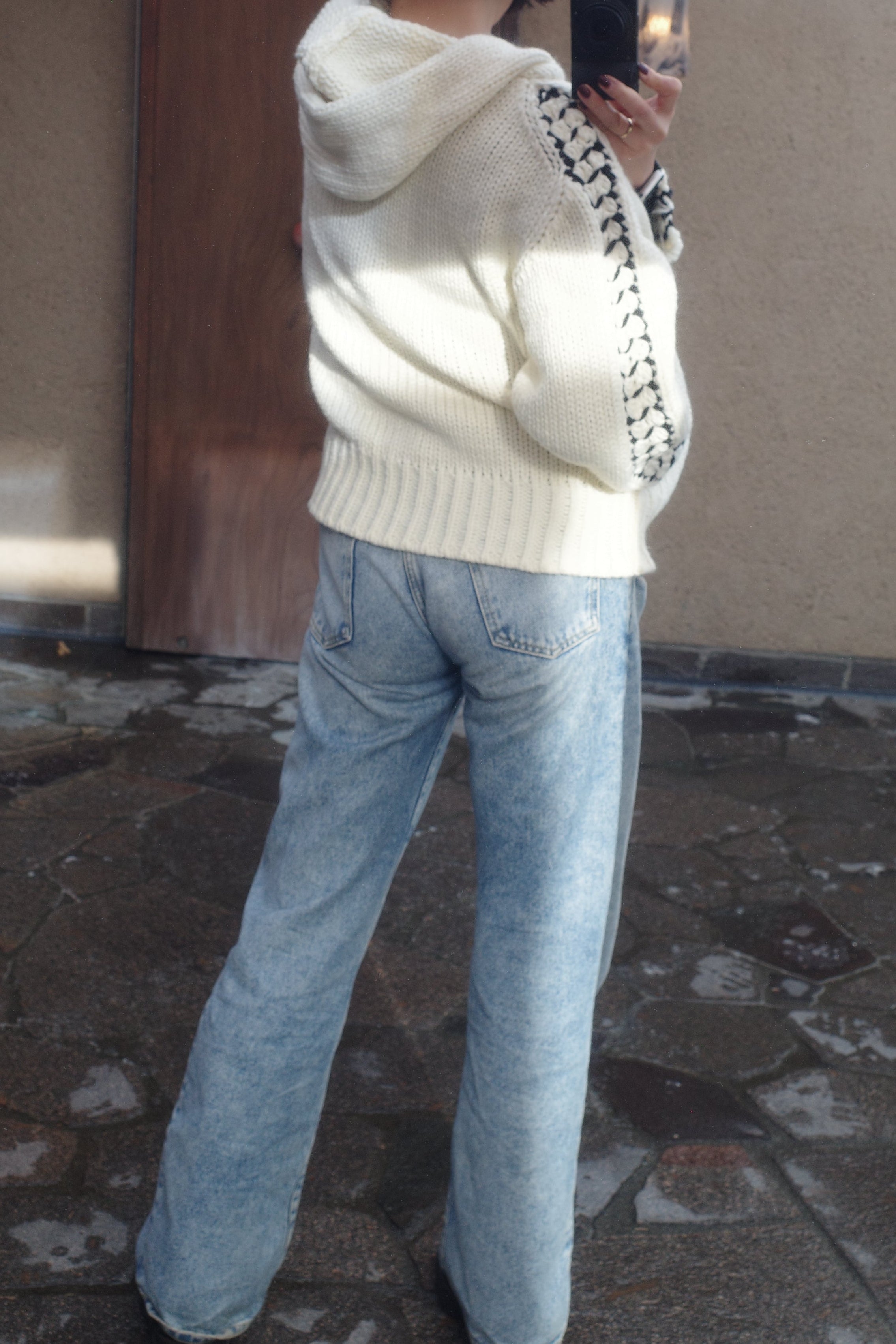 Cozy stich hood knit