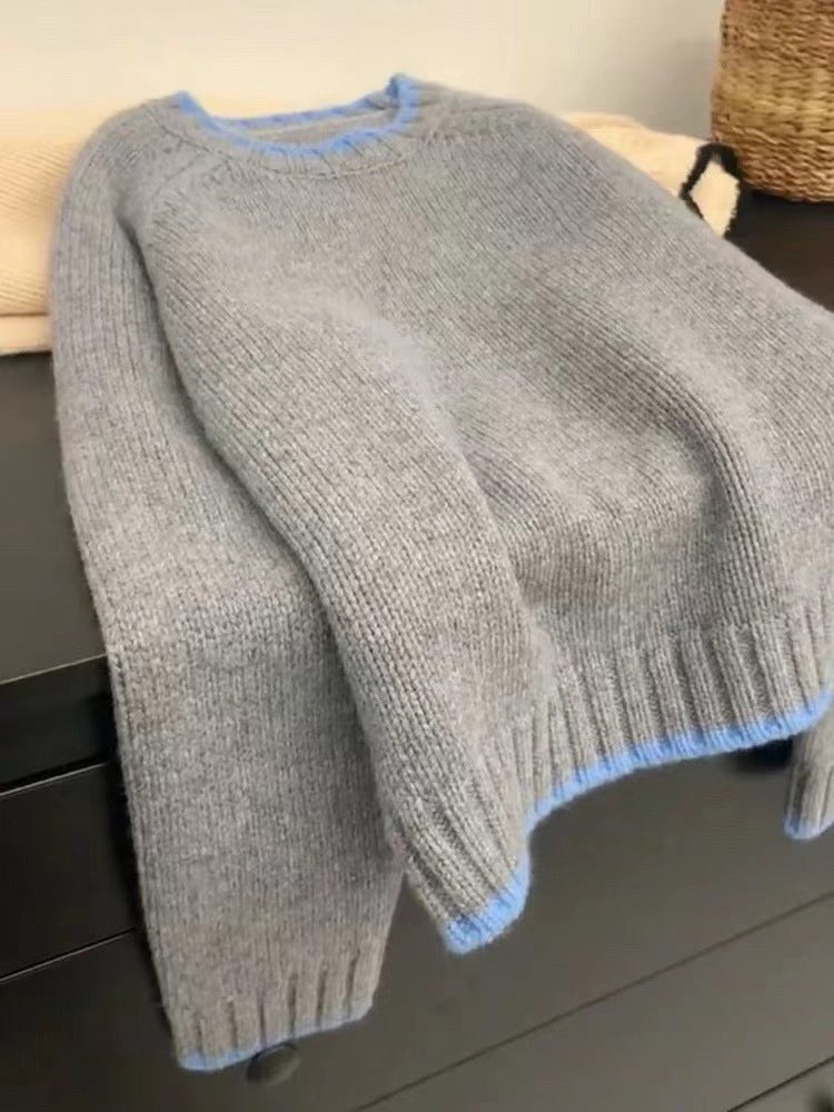 Contrast Edge Mohair Knit