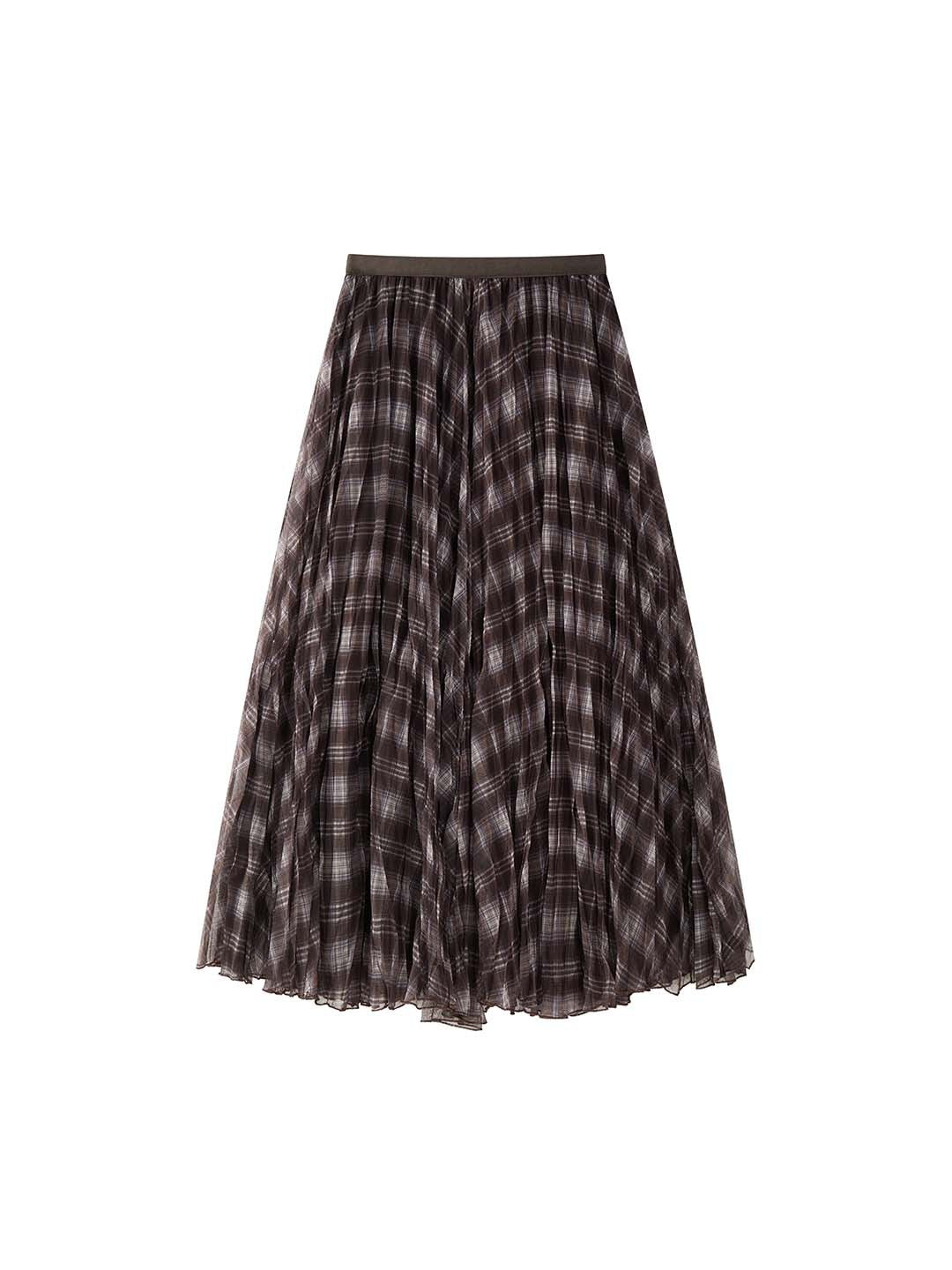 Sheer Check Long Skirt