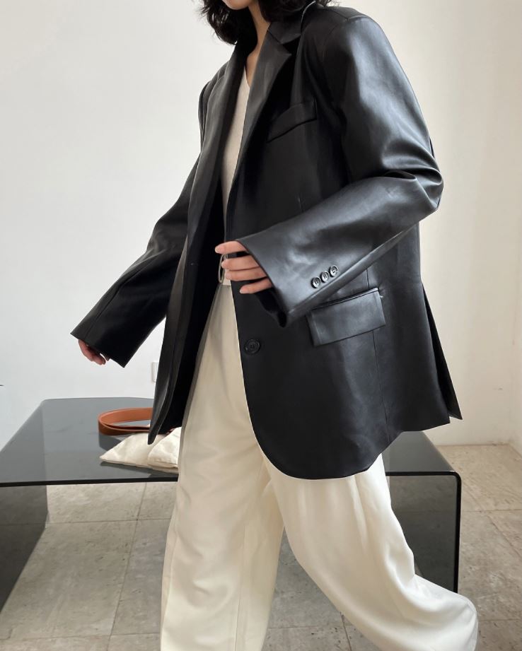 Solid vegan leather jacket 
