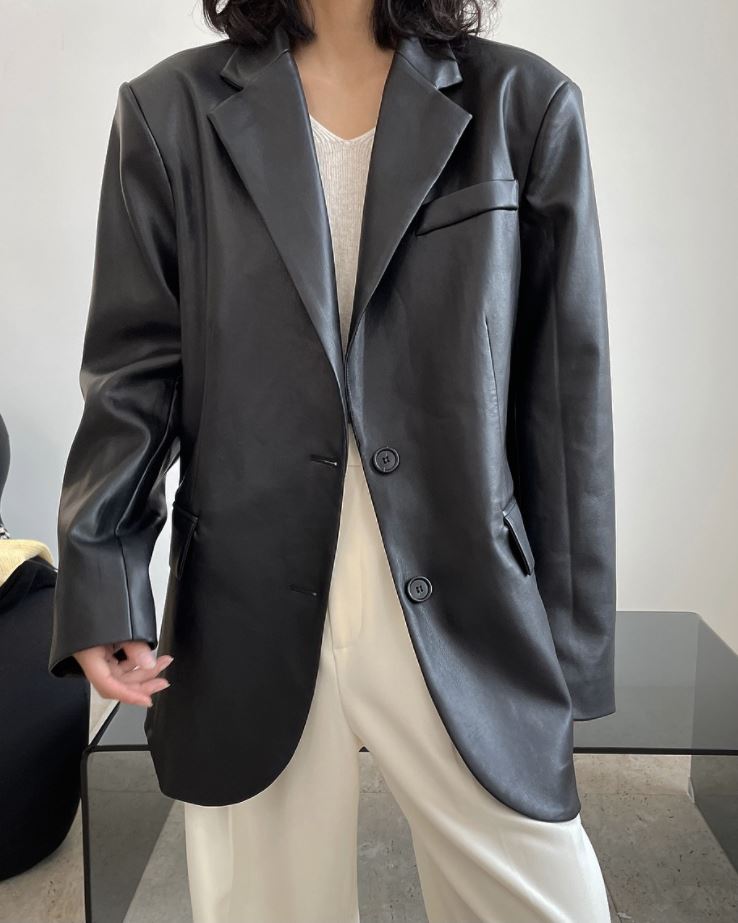 Solid vegan leather jacket 